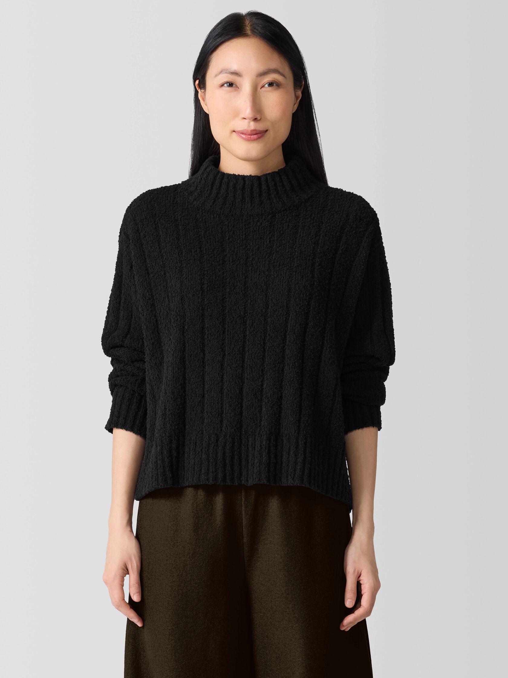 Cotton Fluff Rib Turtleneck Top