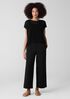 Stretch Cotton Twill Wide-Leg Trouser Pant