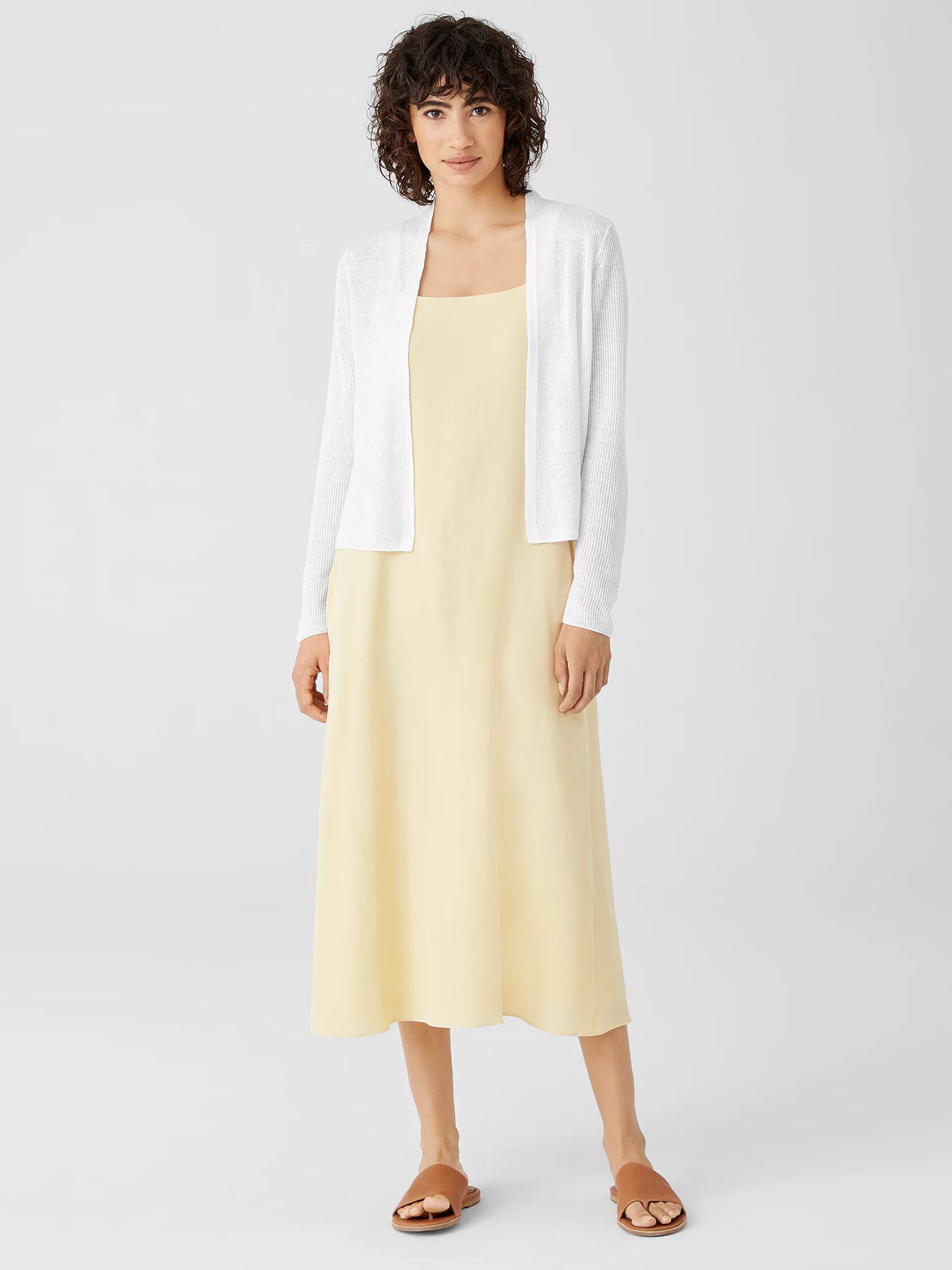 Organic Linen Cotton Tuck Cropped Cardigan