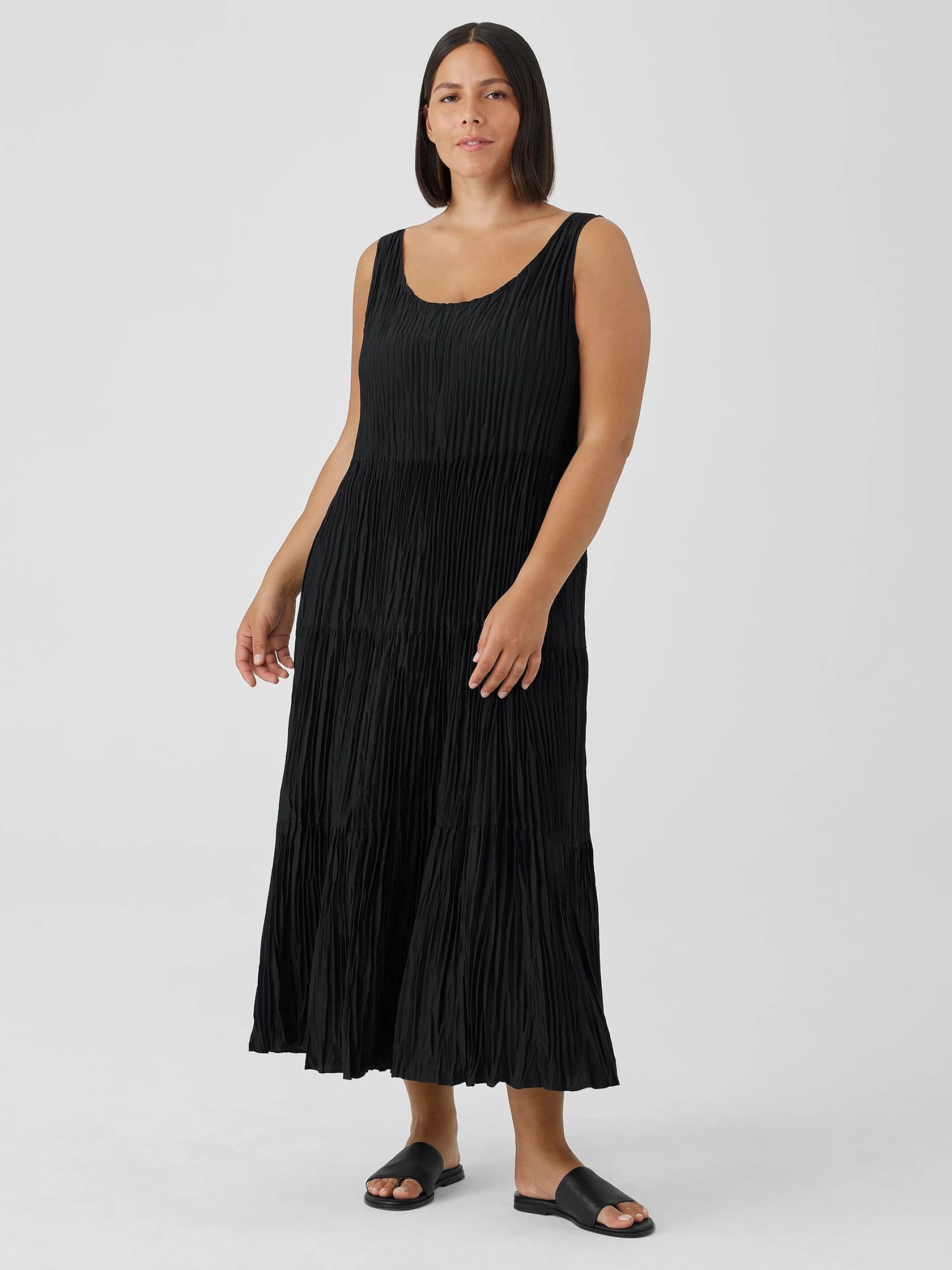 Crushed Silk Tiered Dress