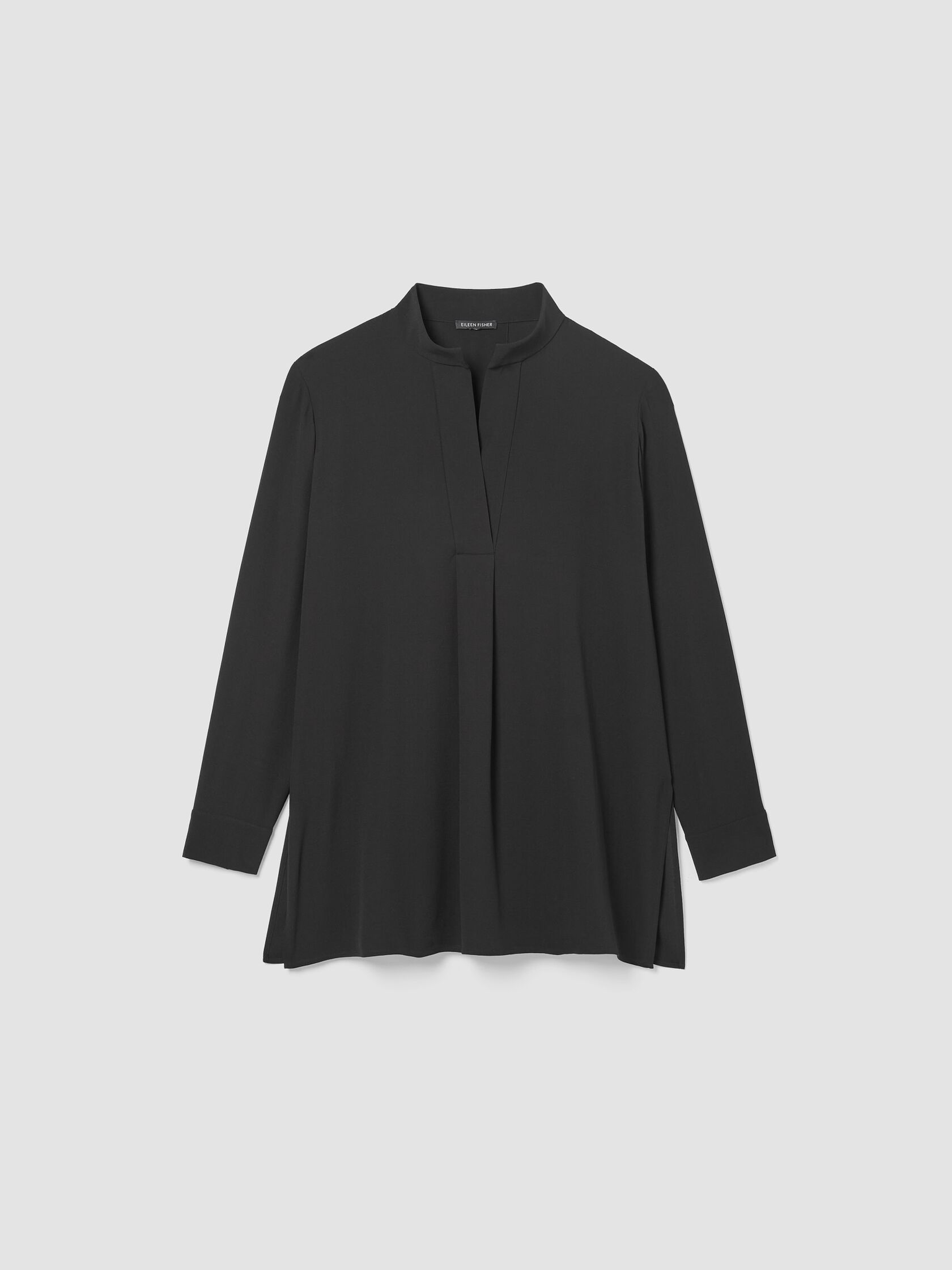 Silk Georgette Crepe Stand Collar Top