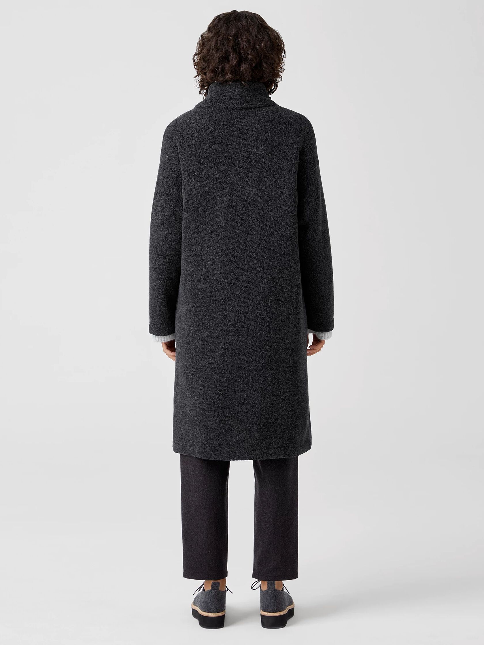 Boucle Wool Knit Long Coat