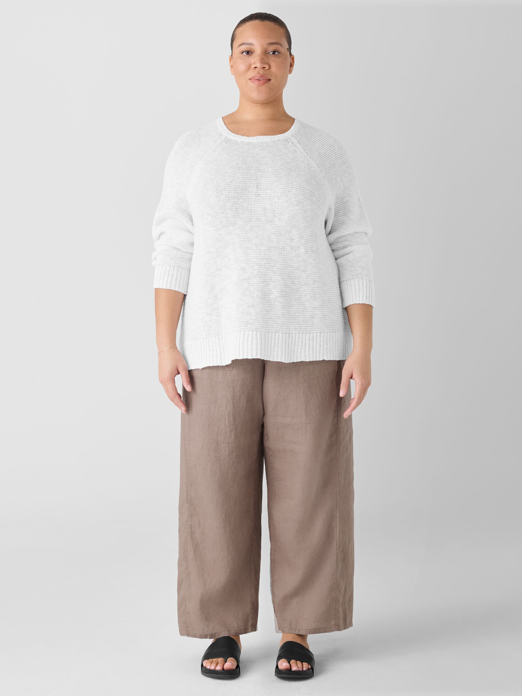 Organic Linen Cotton Slub Crew Neck Top