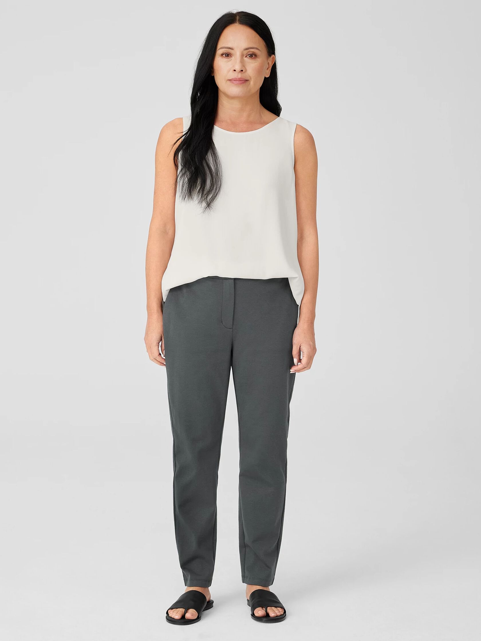 Cotton Blend Ponte Slim Pant