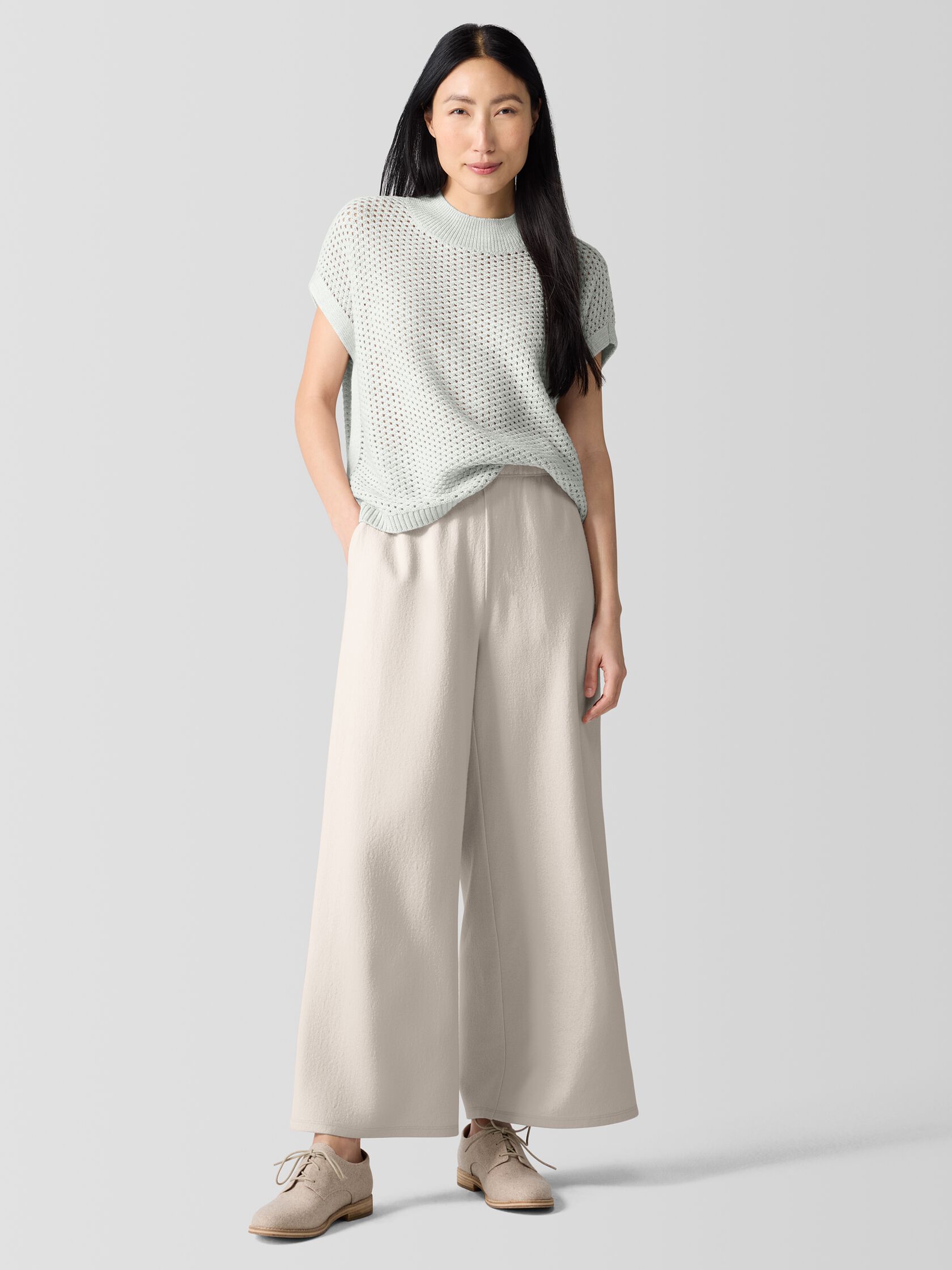 Felted Wool Jersey Wide-Leg Pant in Regenerative Wool