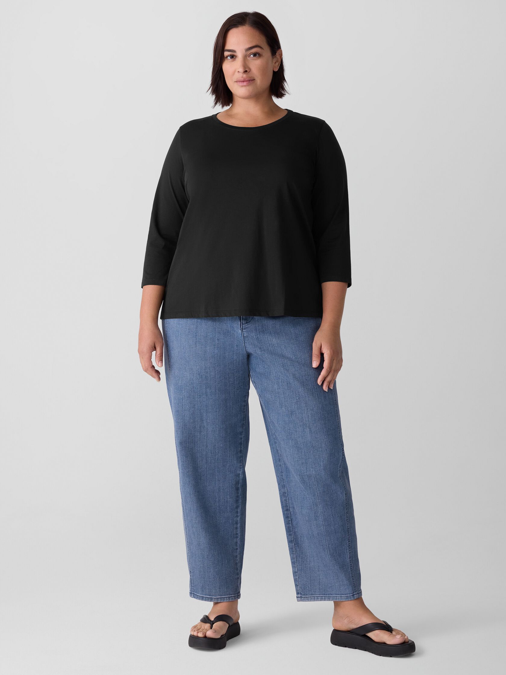 Organic Pima Cotton Jersey 3/4-Sleeve Tee