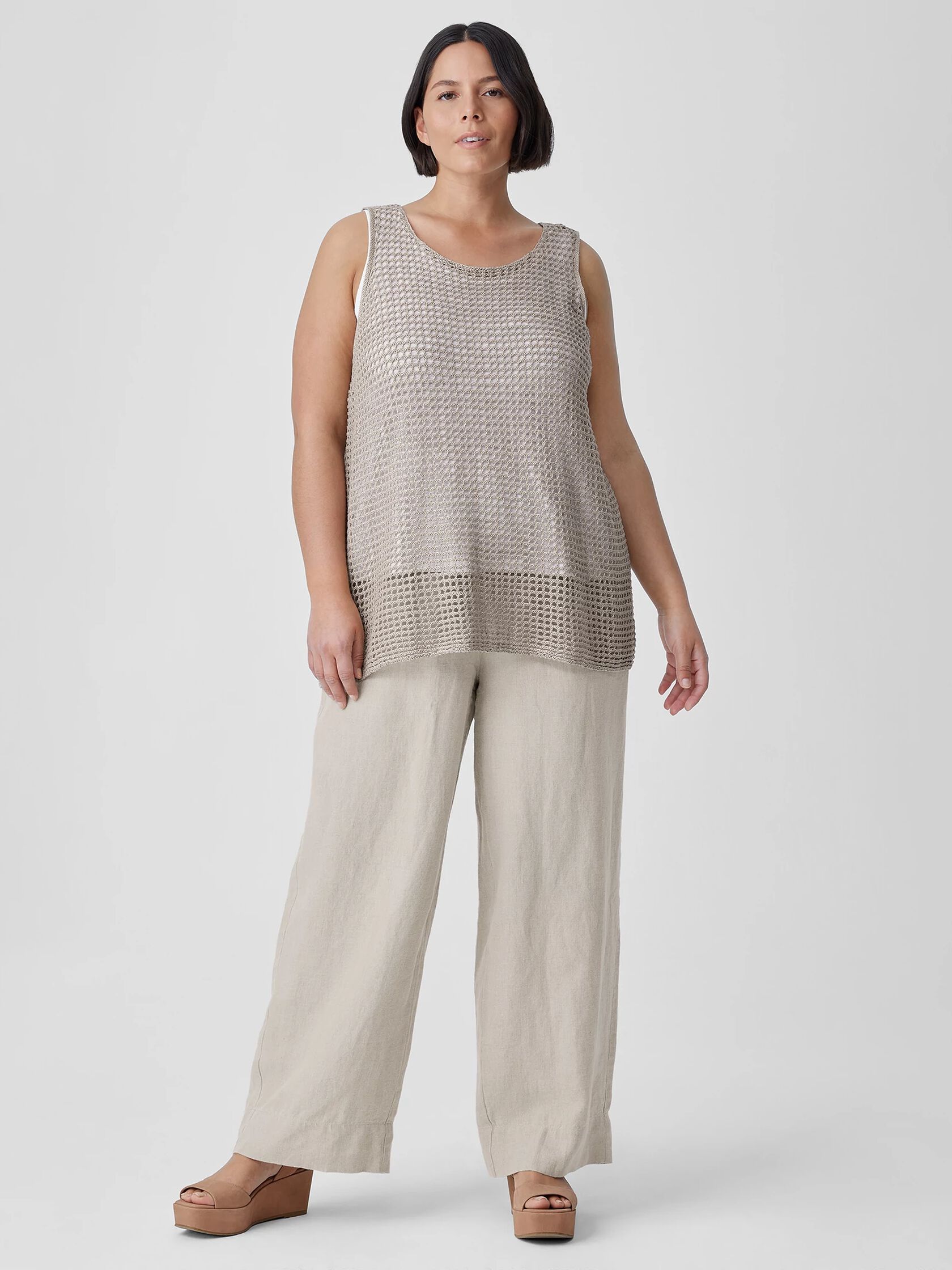 Organic Linen D&eacute;lav&eacute; Round Neck Tank