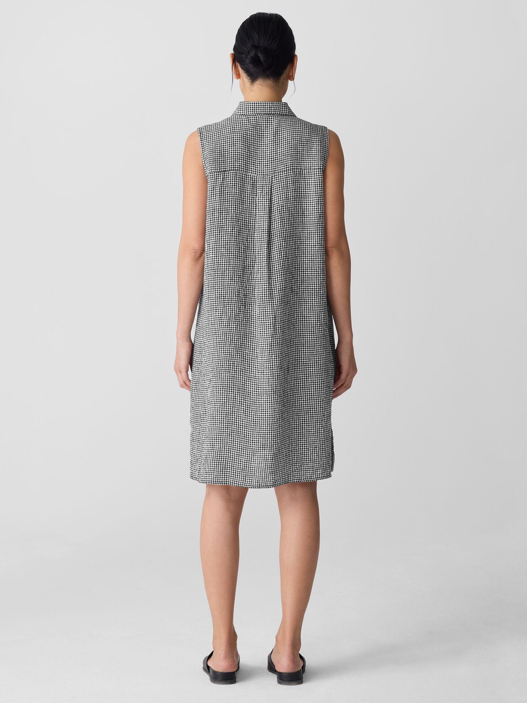 Puckered Organic Linen Sleeveless Dress