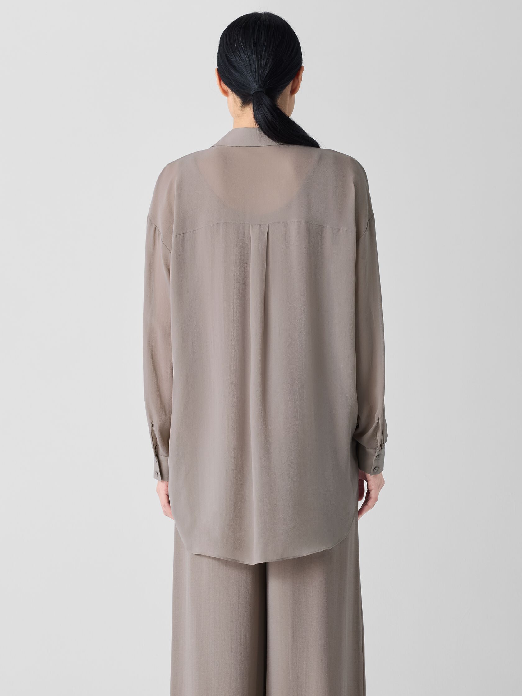 Sheer Silk Georgette Belted Shirt