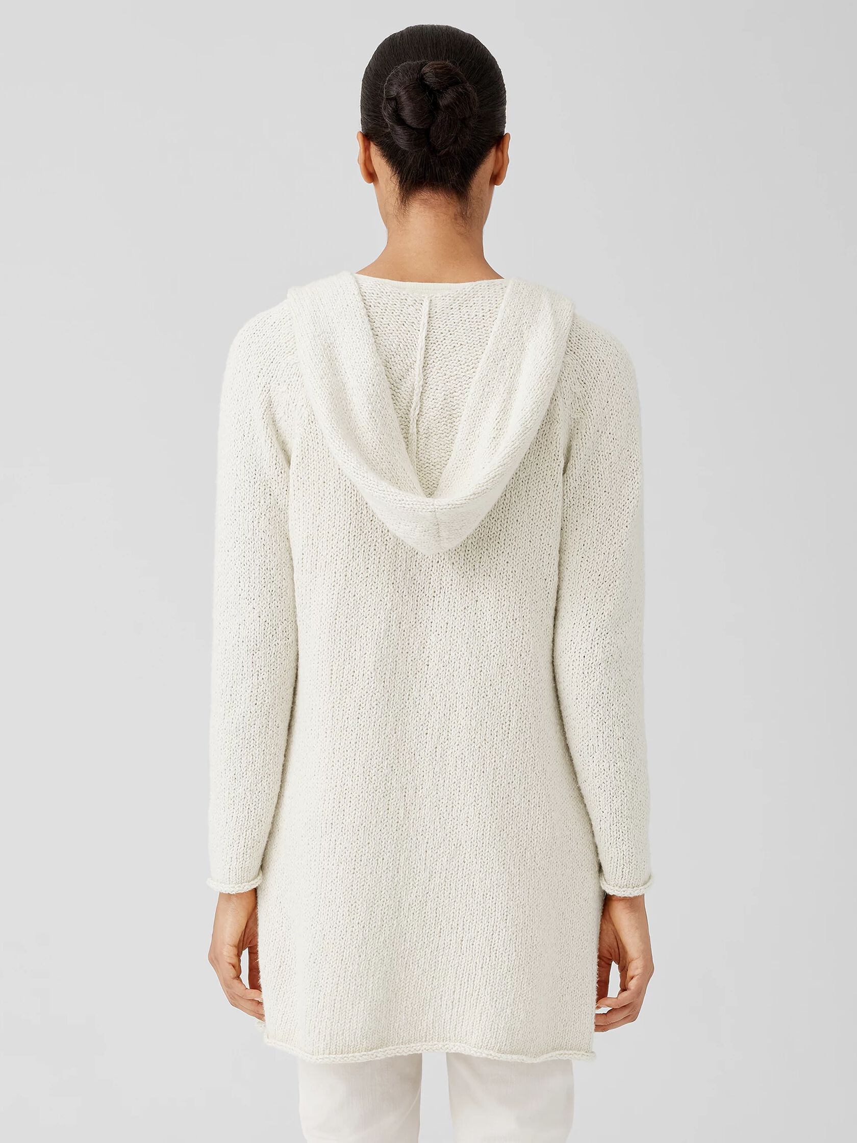 Peruvian Organic Cotton Crimp Hooded Cardigan