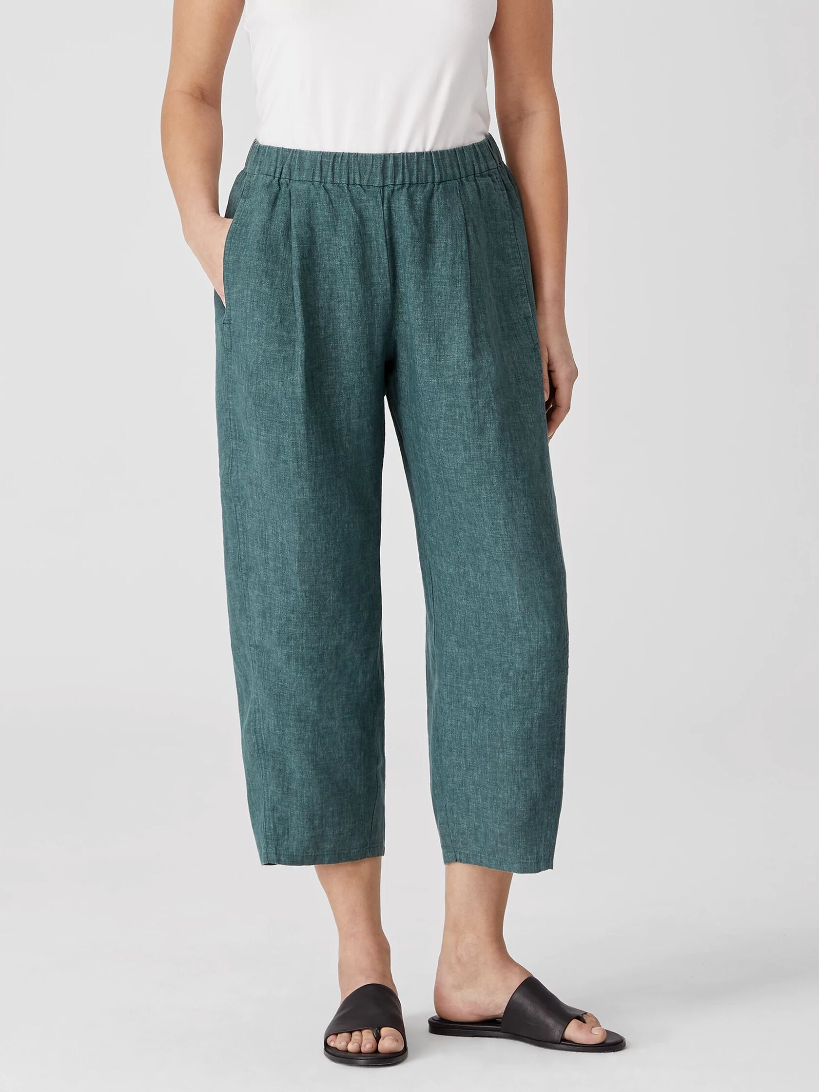 Washed Organic Linen Delave Lantern Pant