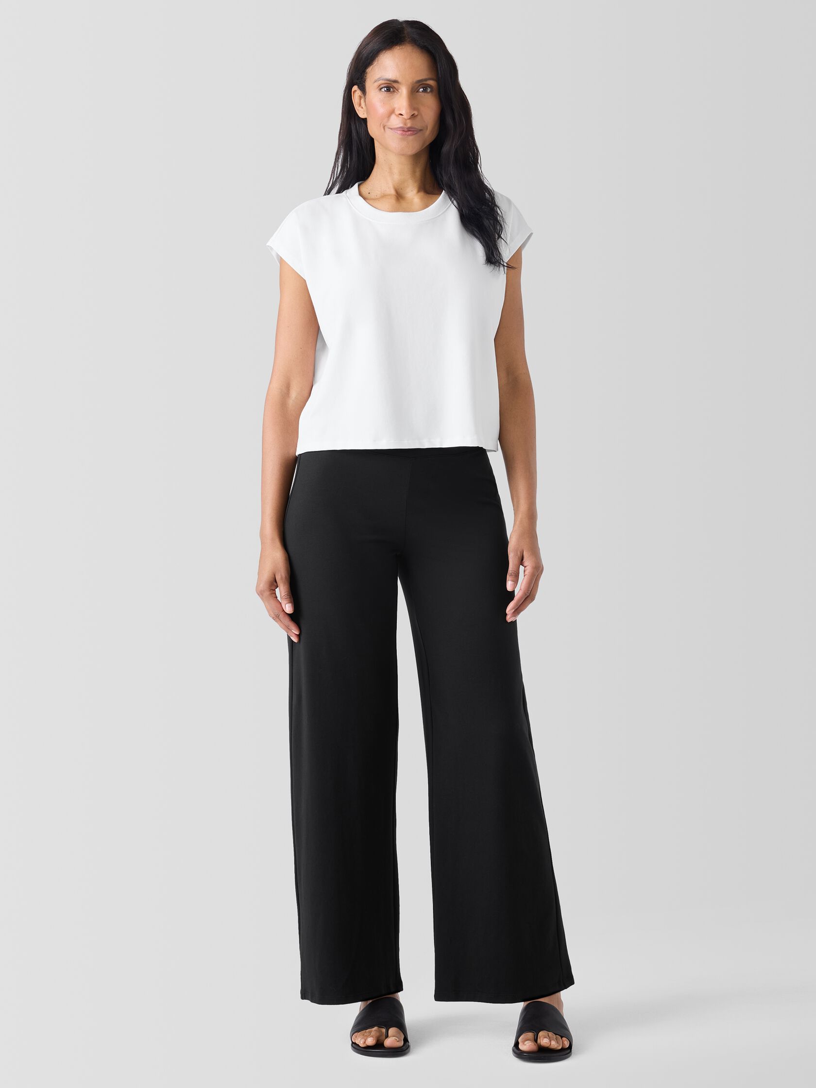 Pima Cotton Stretch Jersey Wide-Leg Pant