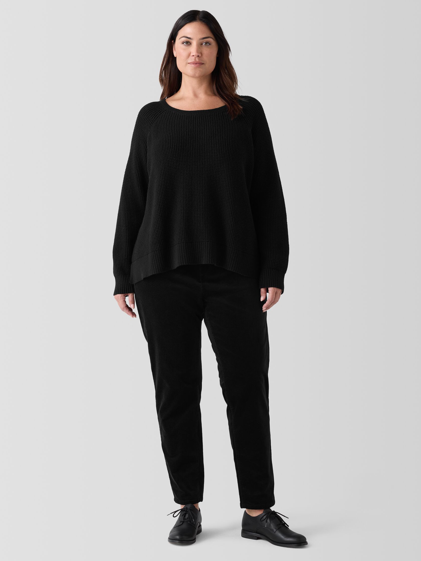 Cotton and Recycled Cashmere Thermal Crew Neck Top