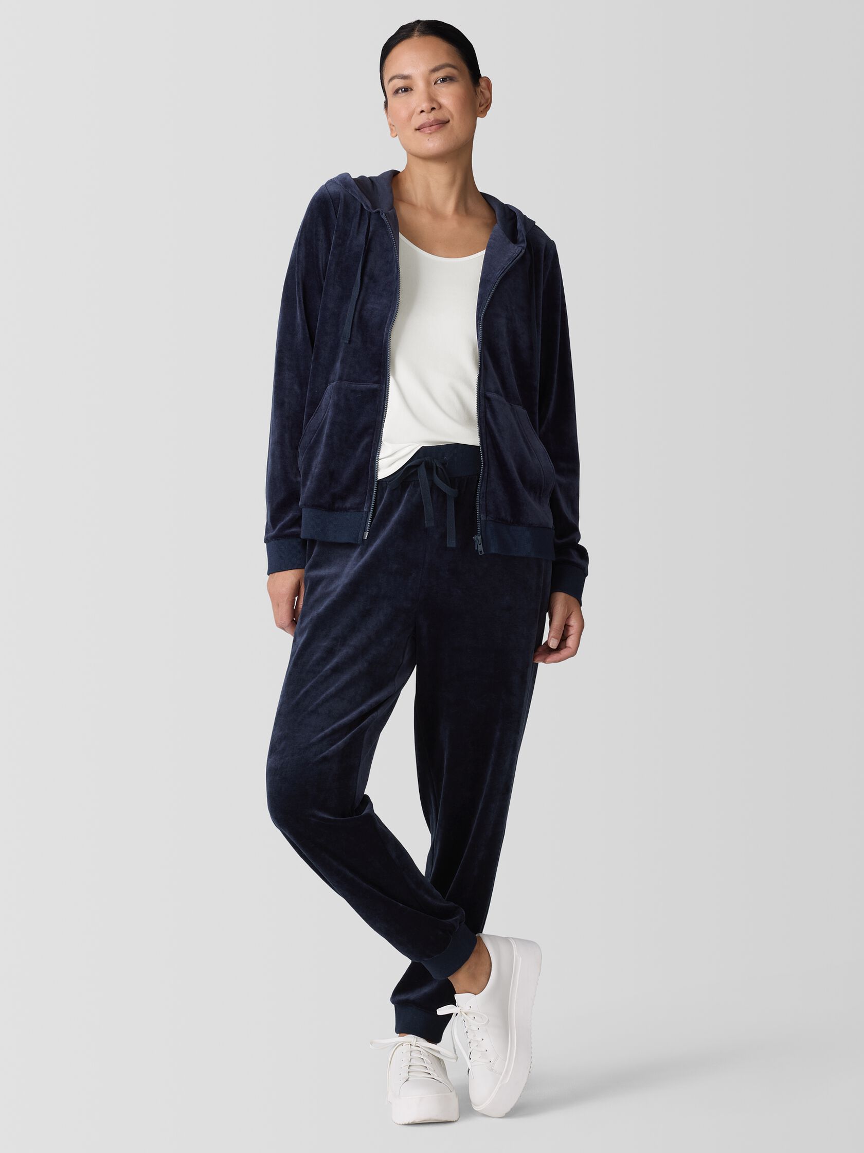 Cozy Velour Knit Hooded Jacket