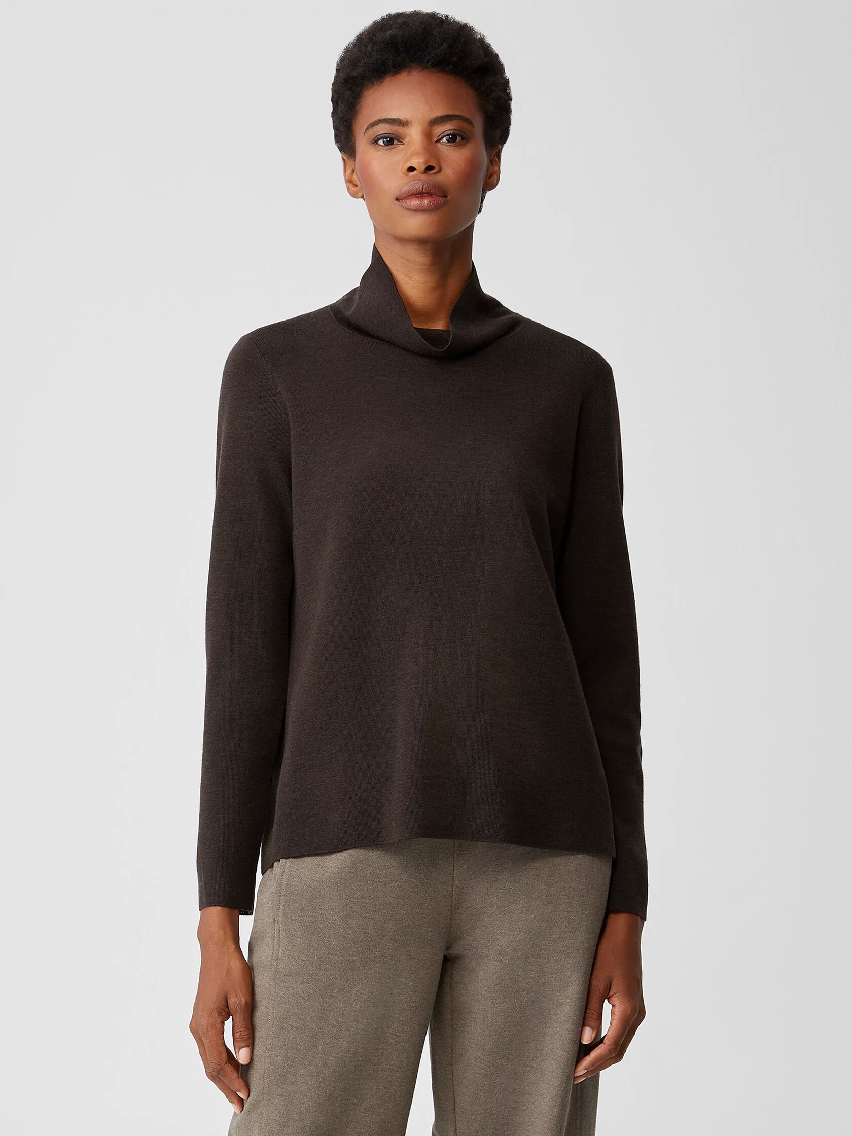 Ultrafine Merino Scrunch Neck Top in Responsible Wool