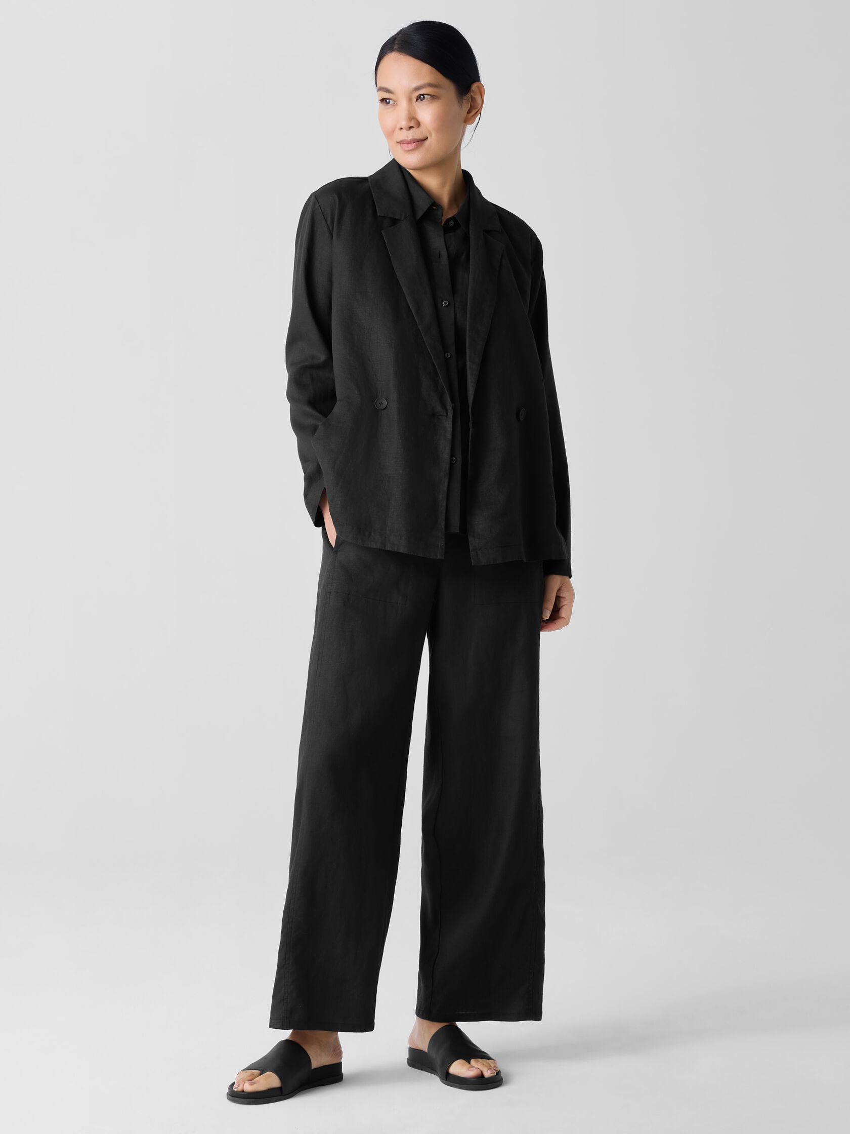 Organic Linen Double-Breasted Blazer