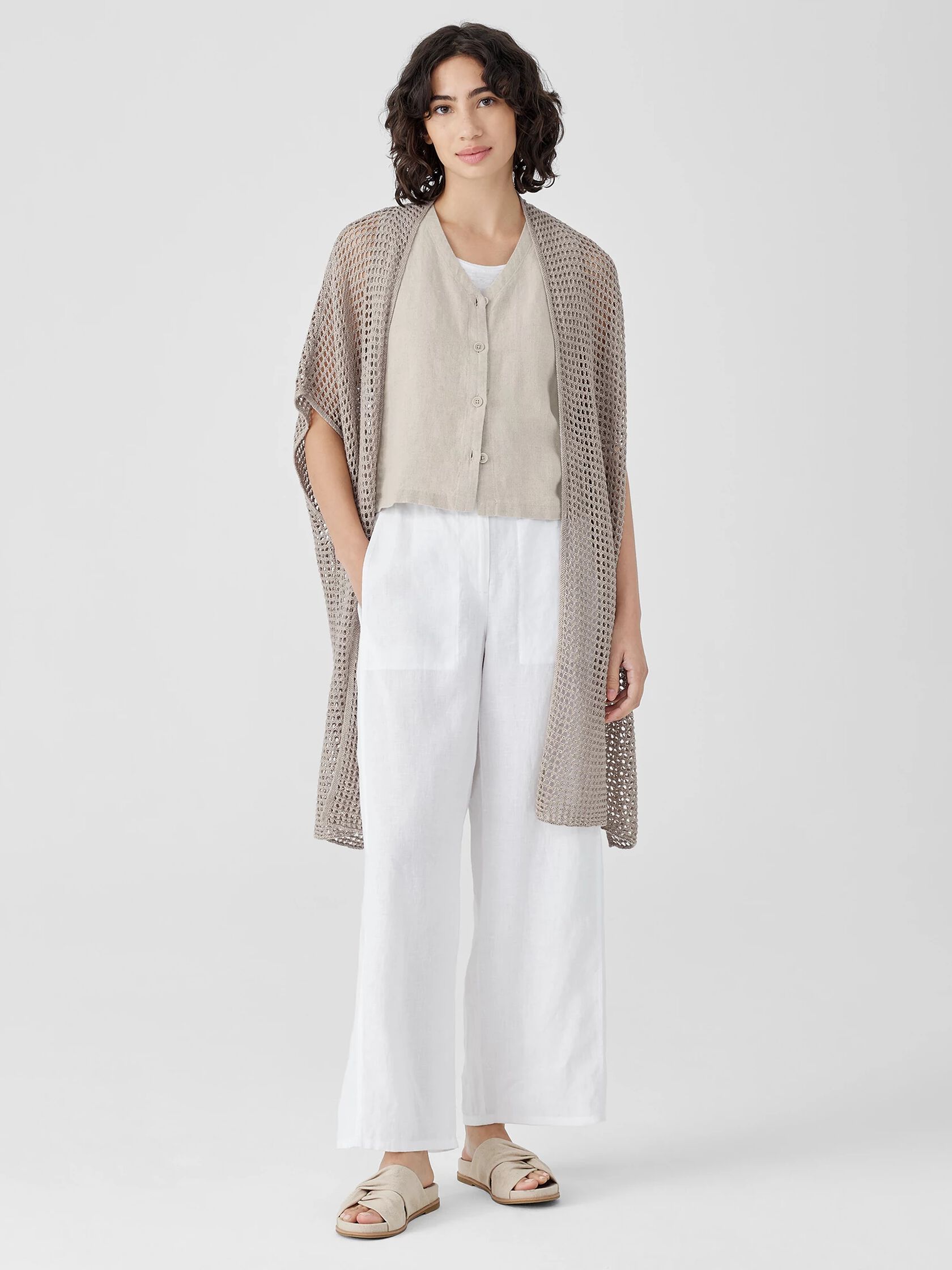 Organic Linen D&eacute;lav&eacute; Long Cardigan