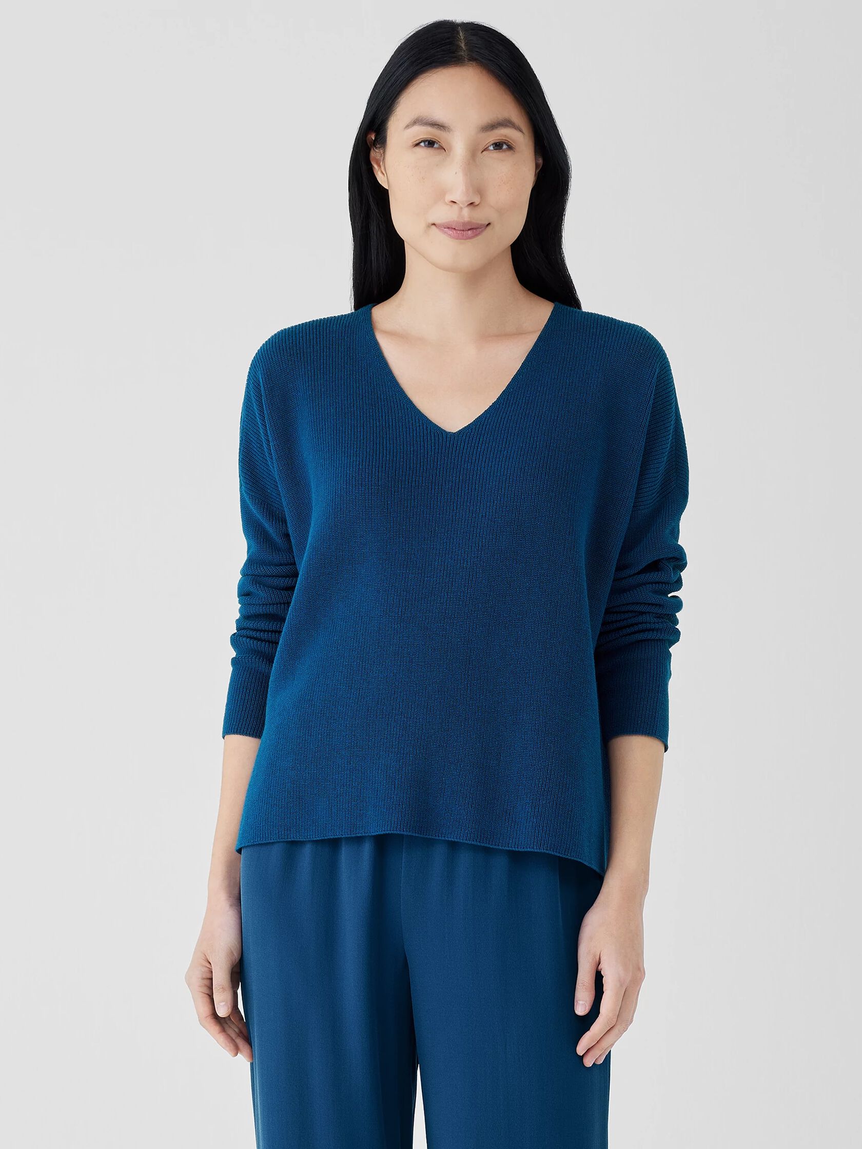 Peruvian Organic Cotton Crepe V-Neck Top