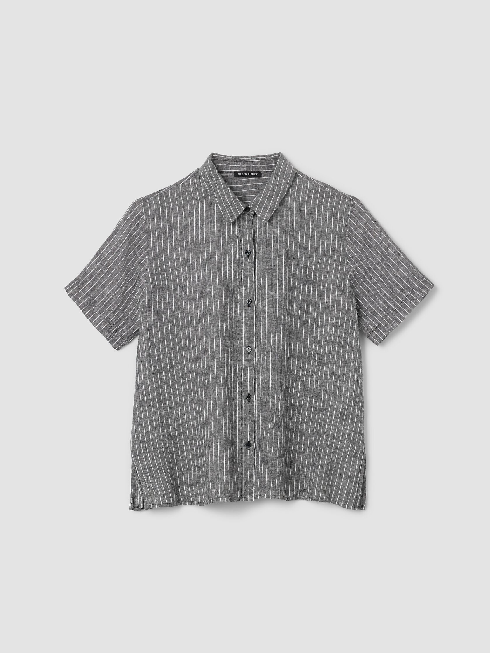 Puckered Organic Linen Short-Sleeve Shirt