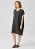 Puckered Organic Linen V-Neck Dress