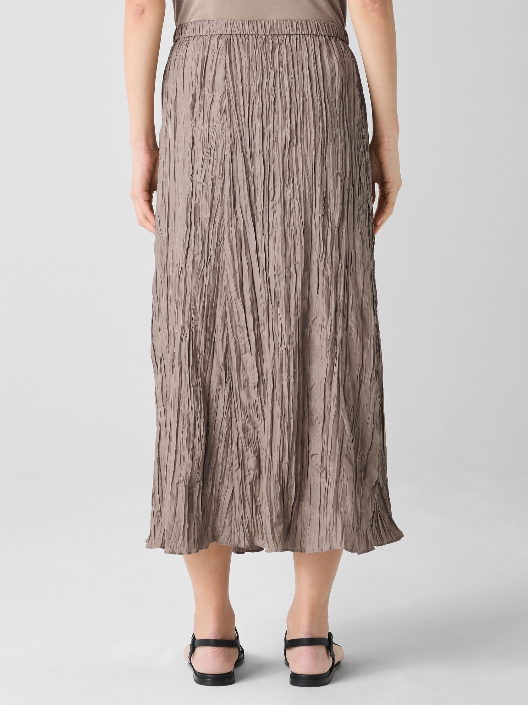 Crushed Silk Flared Skirt