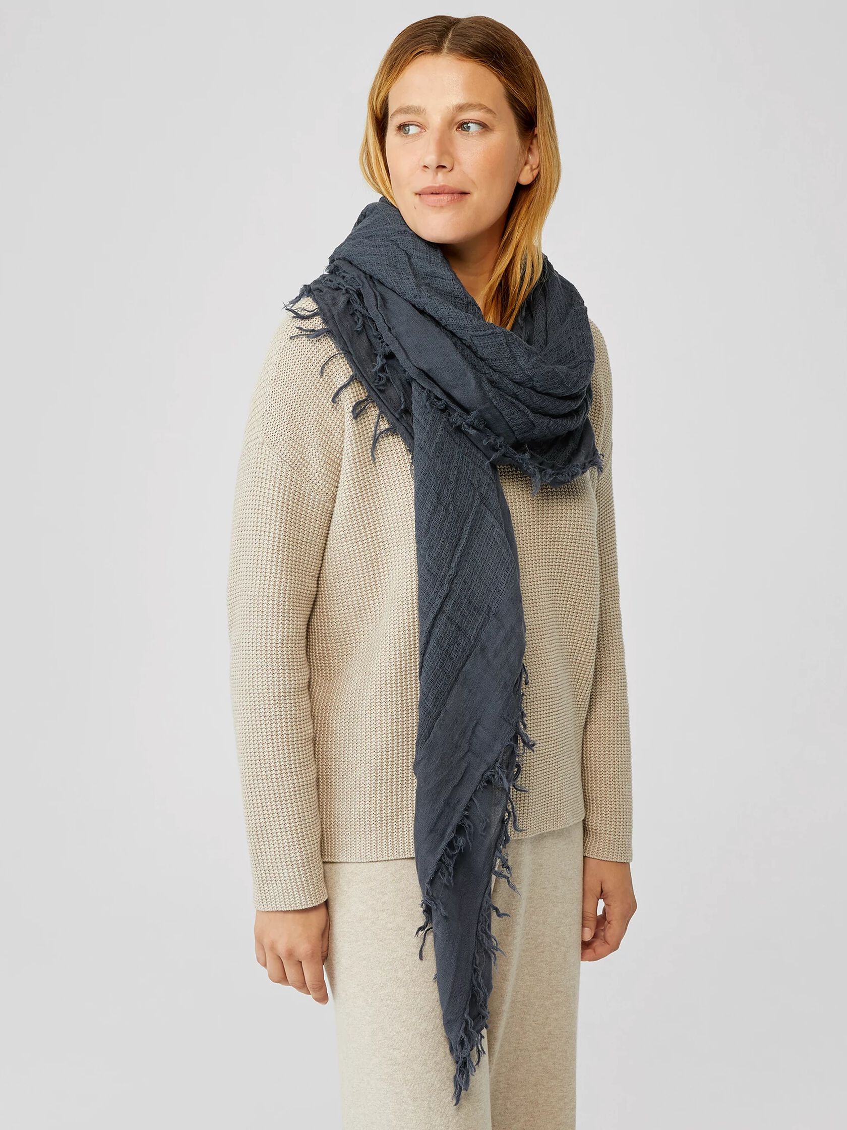 Textured Wool Gauze Scarf