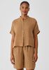 Puckered Organic Linen Short-Sleeve Shirt