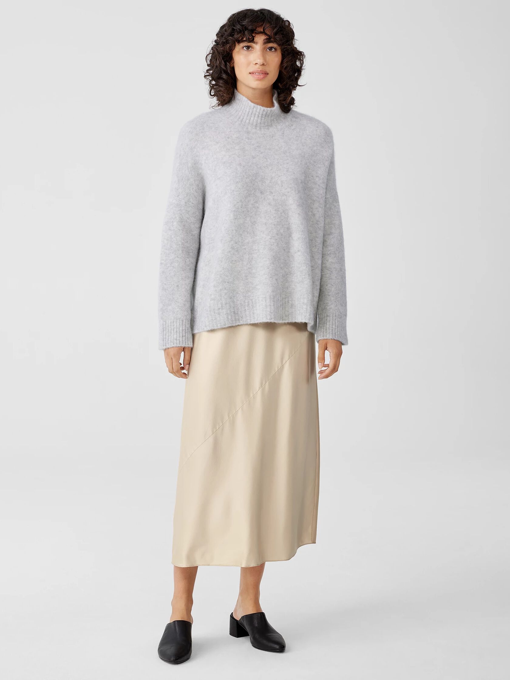 Stretch Silk Charmeuse Bias Skirt