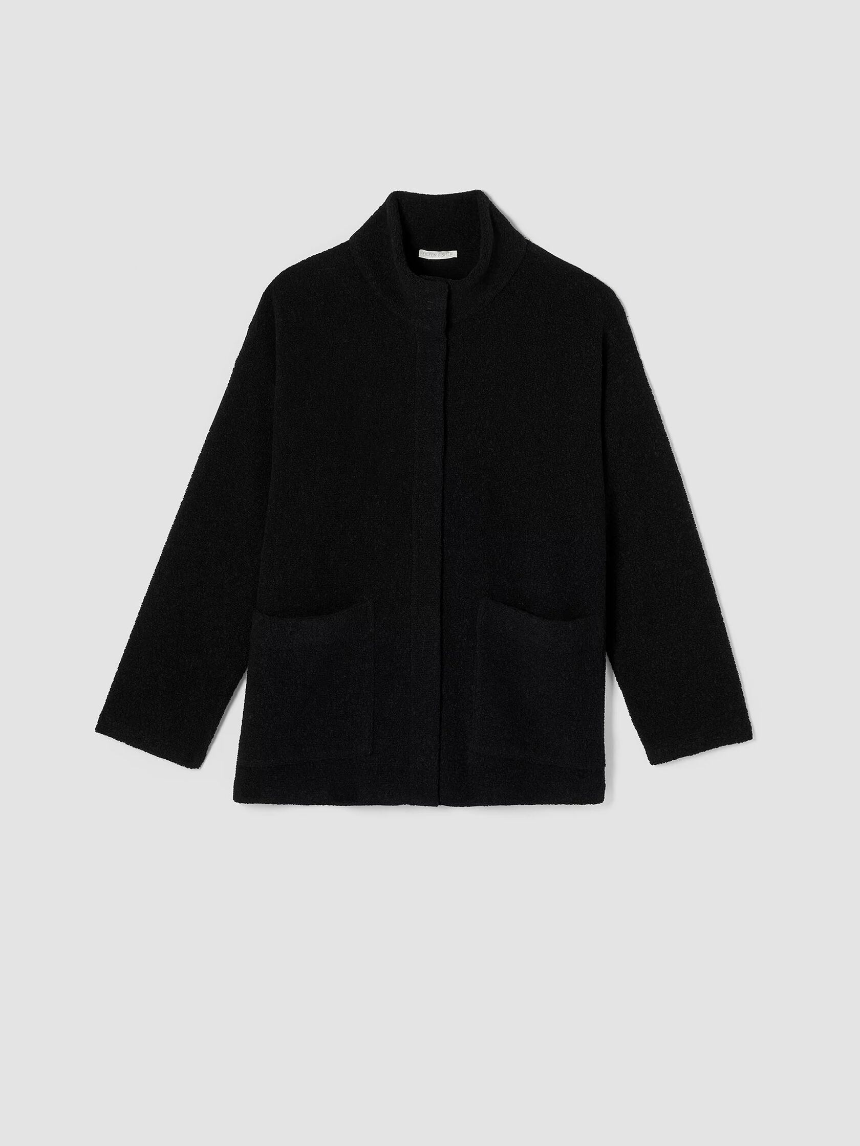 Boucle Wool Knit High Collar Jacket