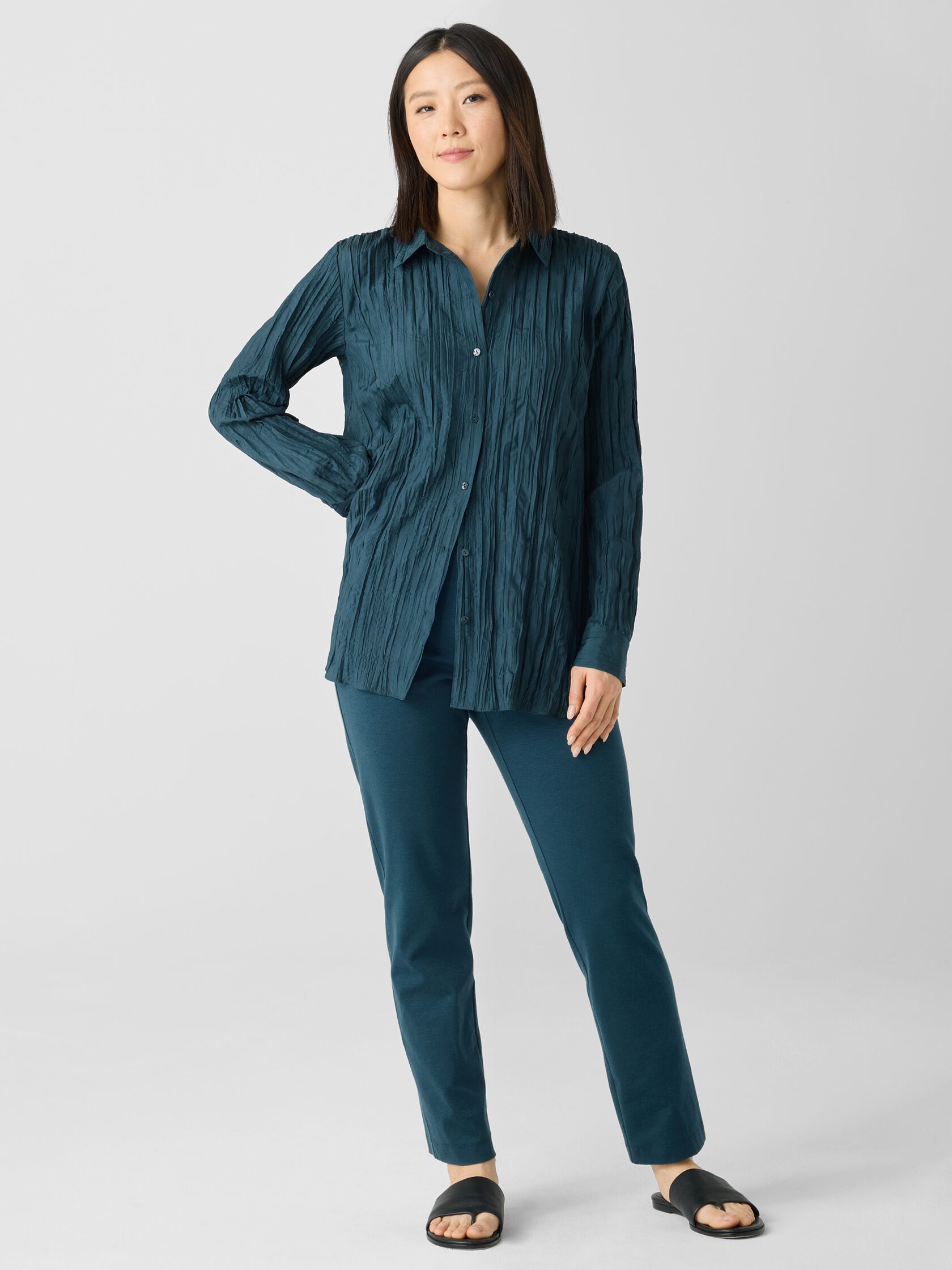 Crushed Silk Classic Collar Shirt