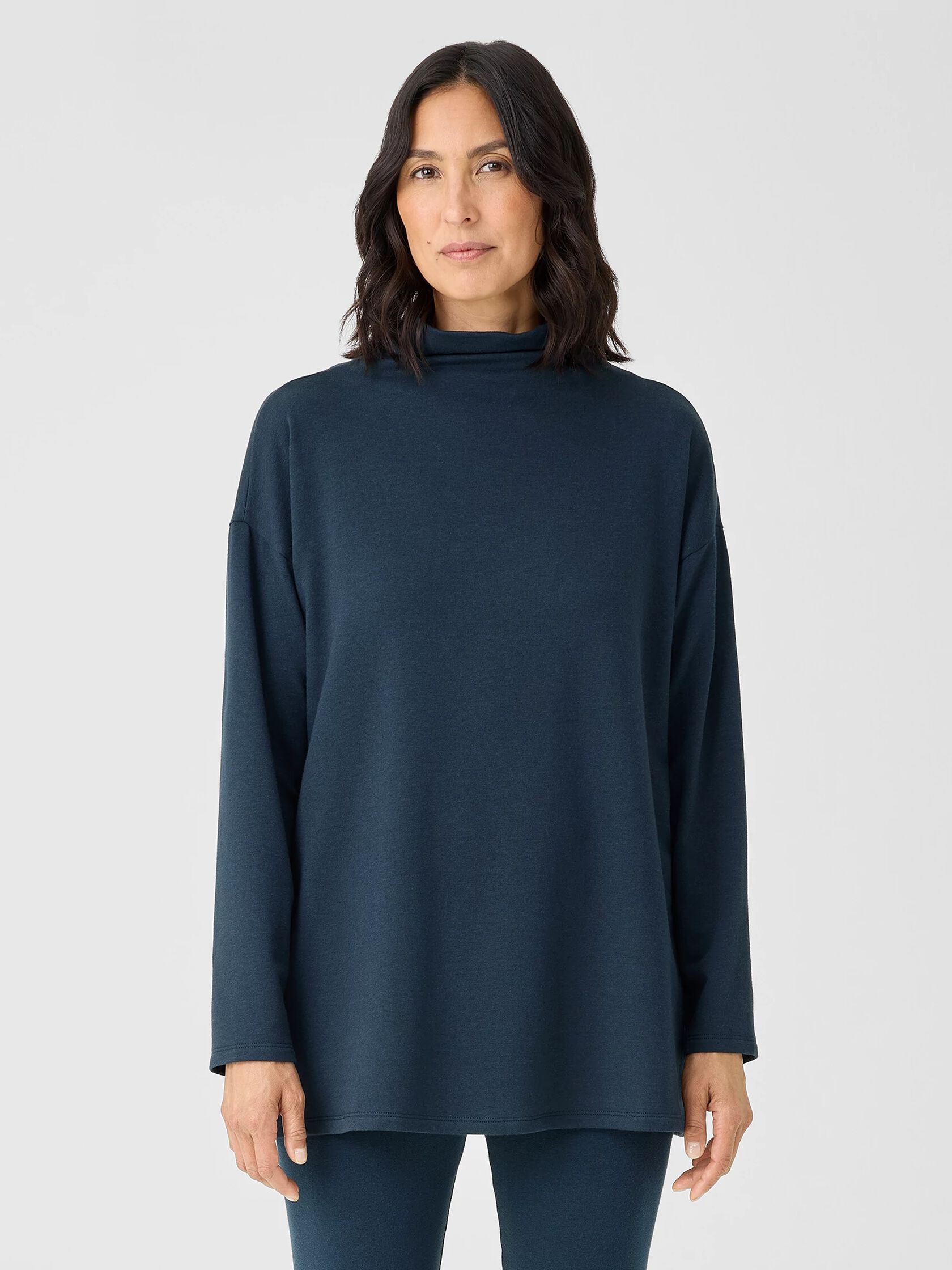 Cozy Brushed Terry Hug Funnel Neck Top