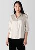 Stretch Silk Charmeuse&nbsp;Classic Collar Shirt