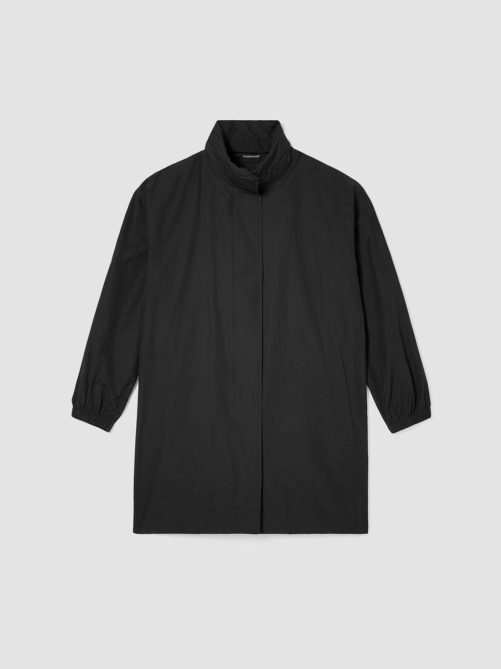 Light Cotton Nylon Stand Collar Long Coat