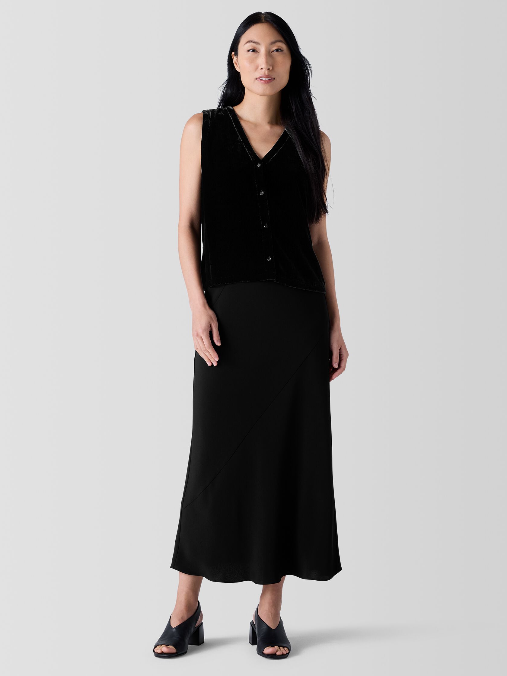 Silk Double Crepe Bias Skirt