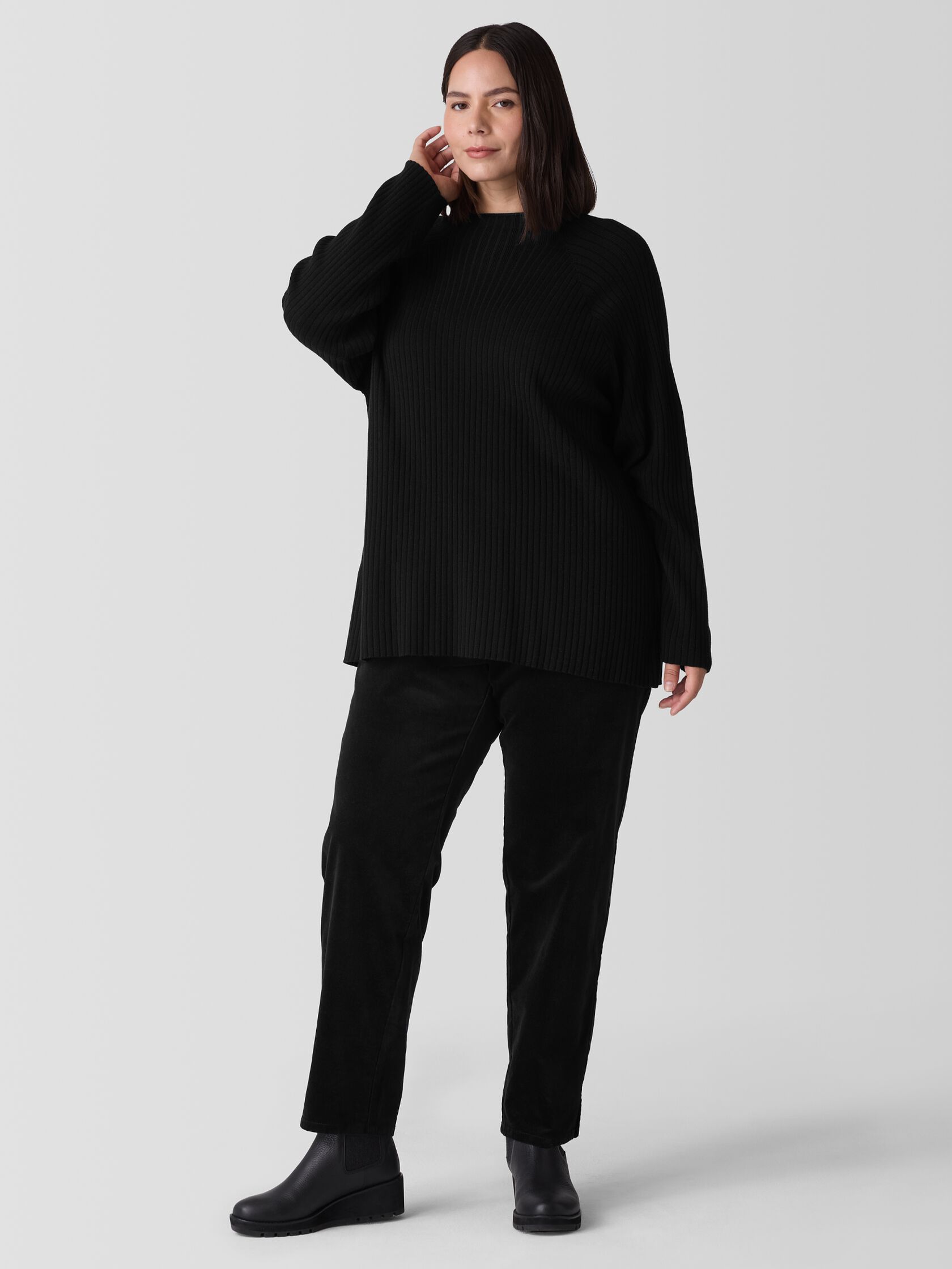 Peruvian Cotton Blend Funnel Neck Top