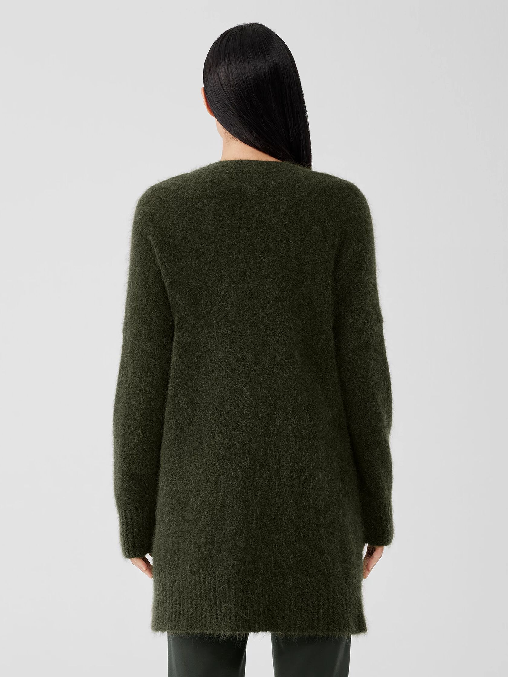 Mohair Plush Melange V-Neck Cardigan