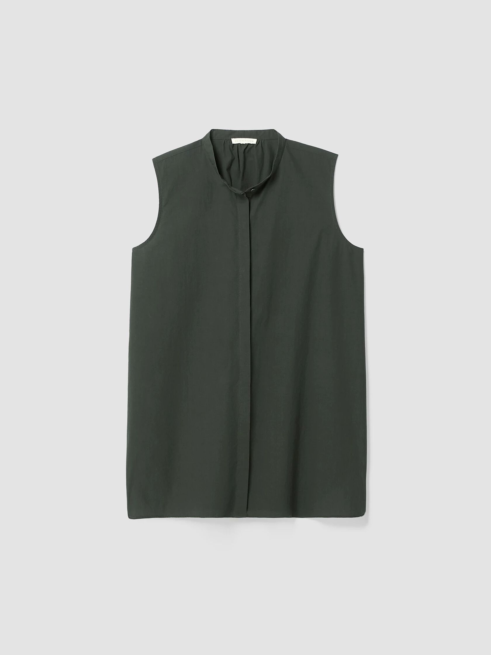 Washed Organic Cotton Poplin Band Collar Shirt