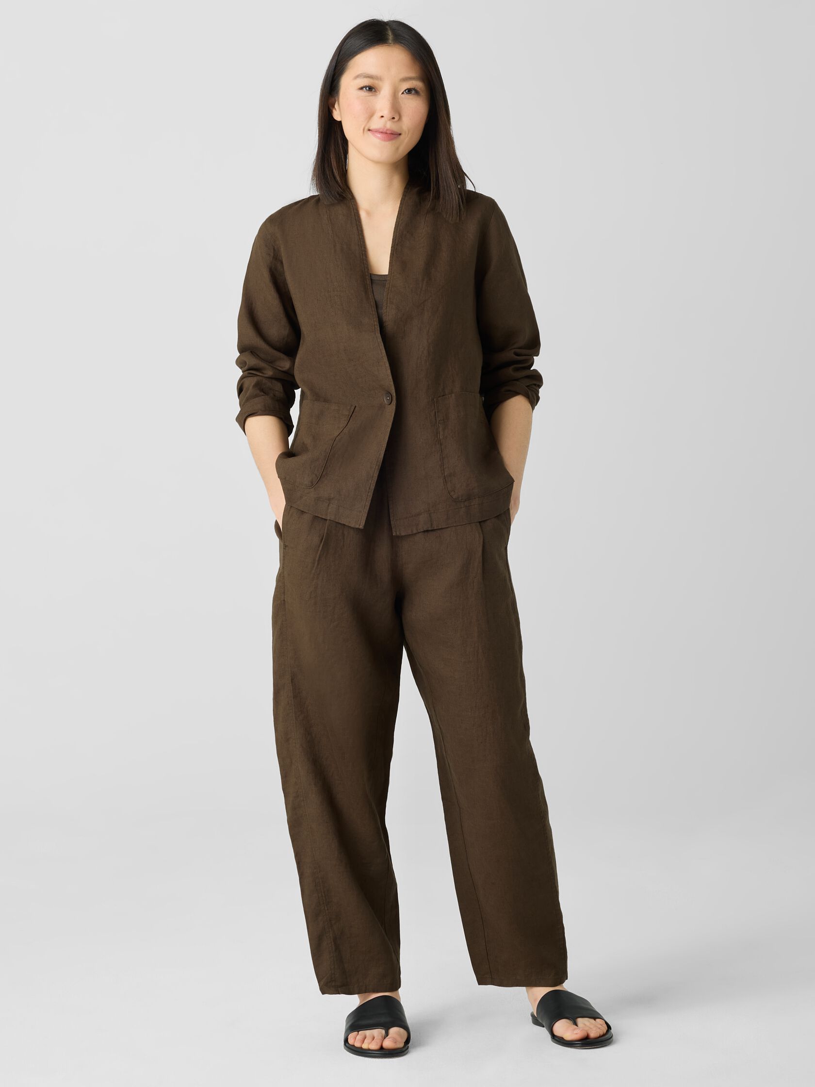 Organic Linen High Collar Jacket