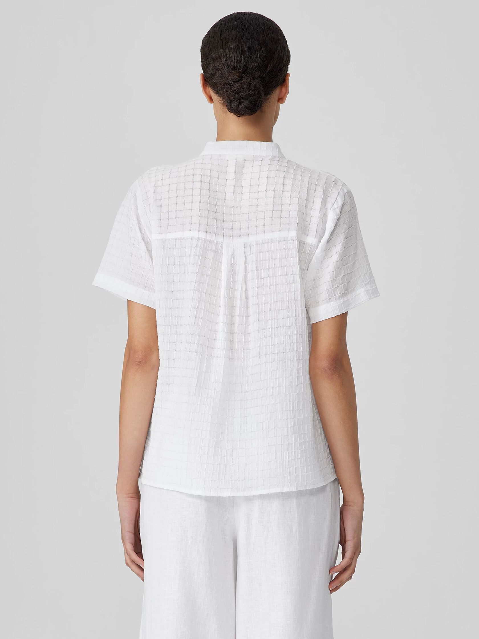 Organic Cotton Voile Box Band Collar Shirt