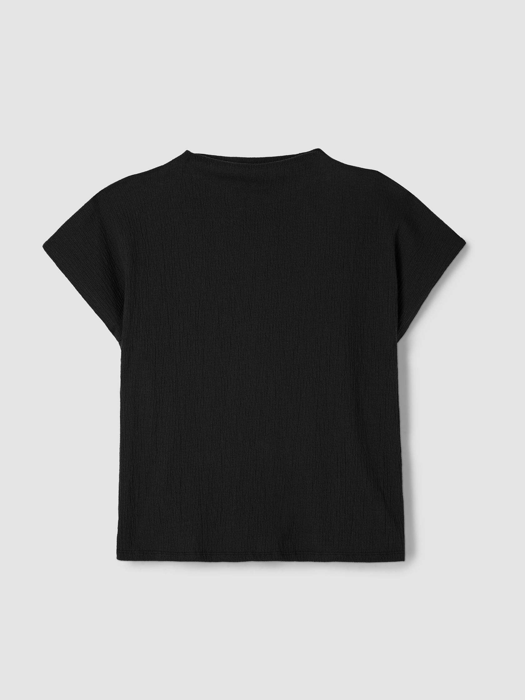 Crinkled Jersey Funnel Neck Top