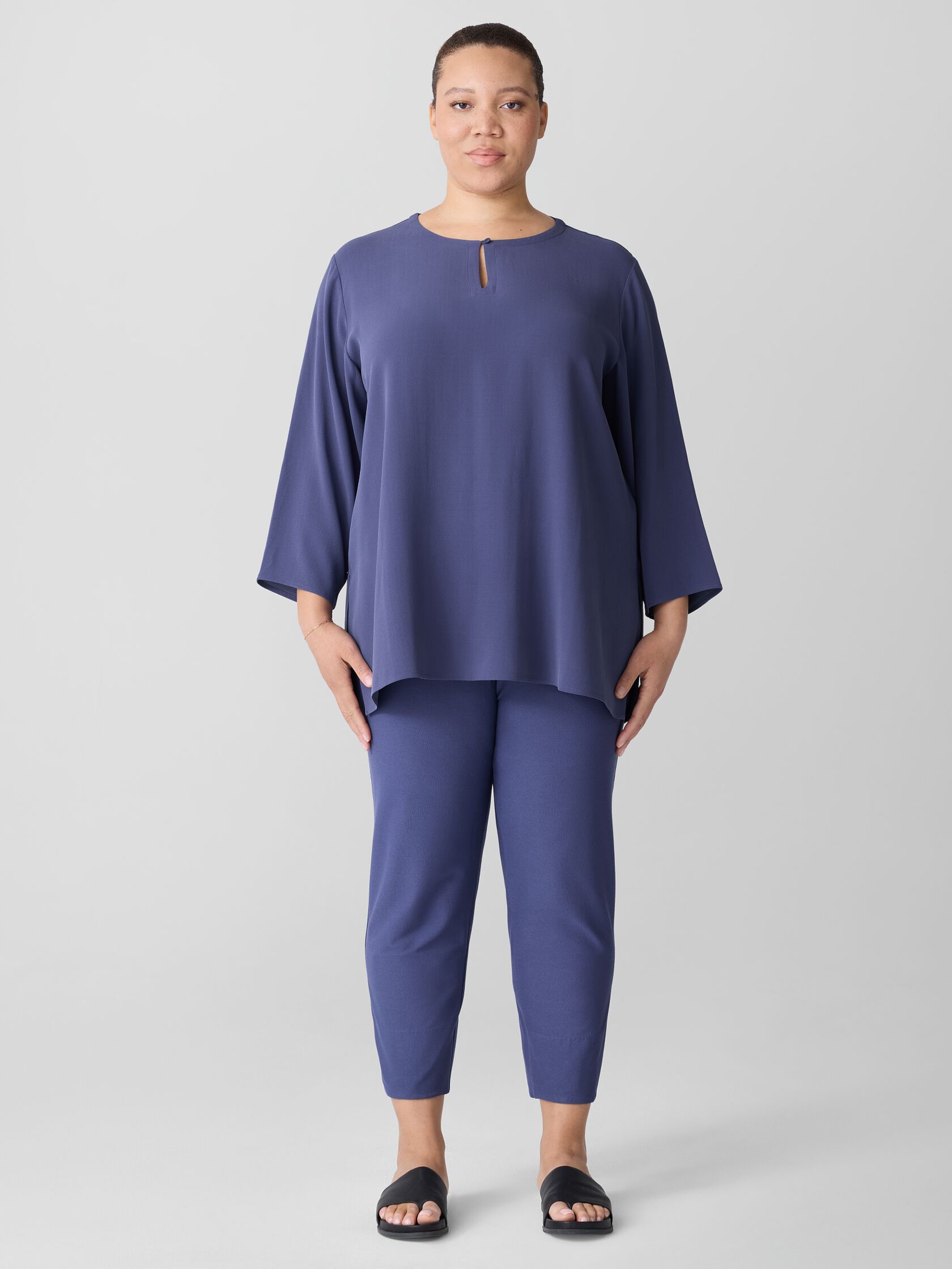 Washable Stretch Crepe Slim Pant