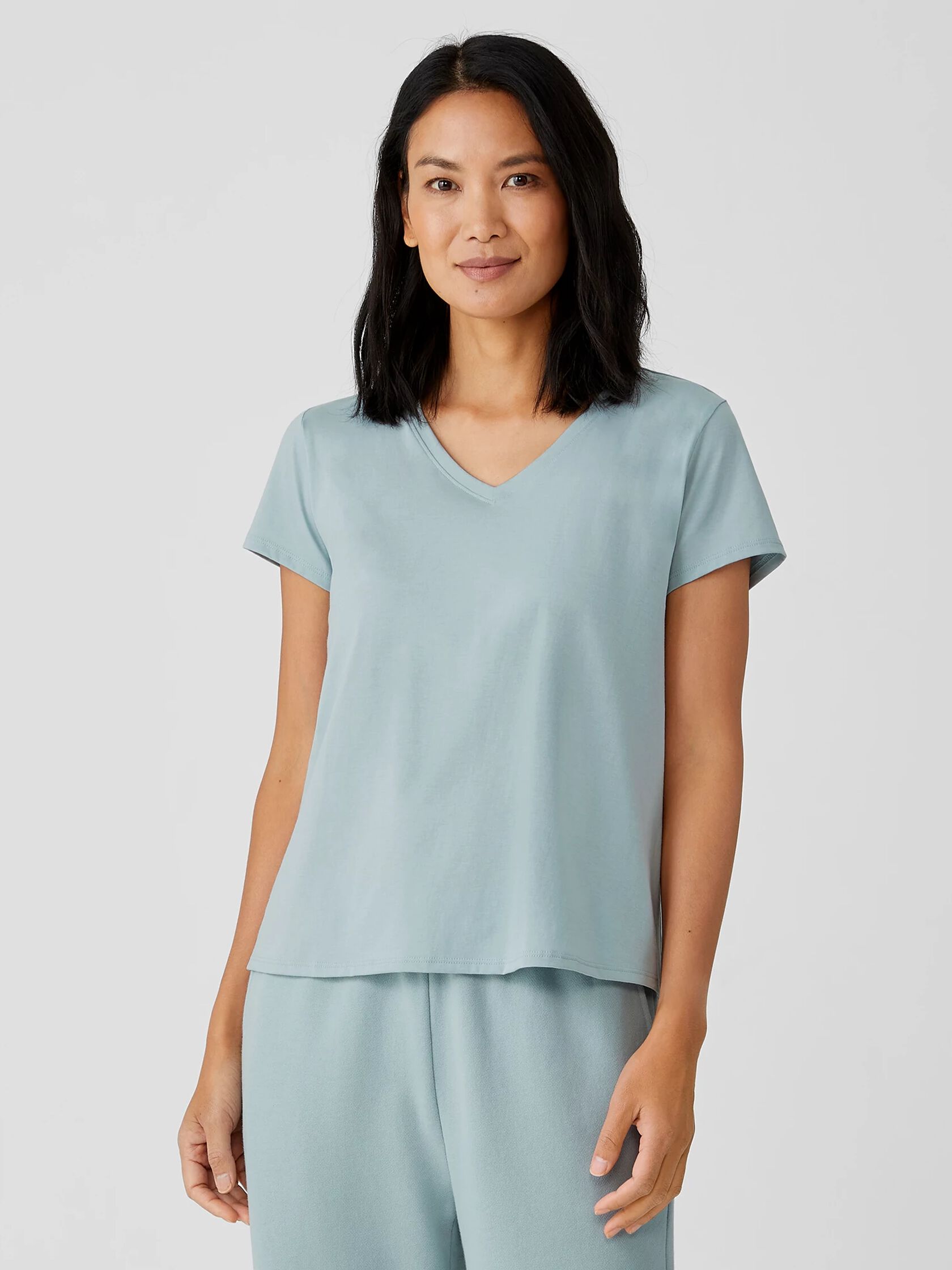 Organic Pima Cotton Jersey V-Neck Tee