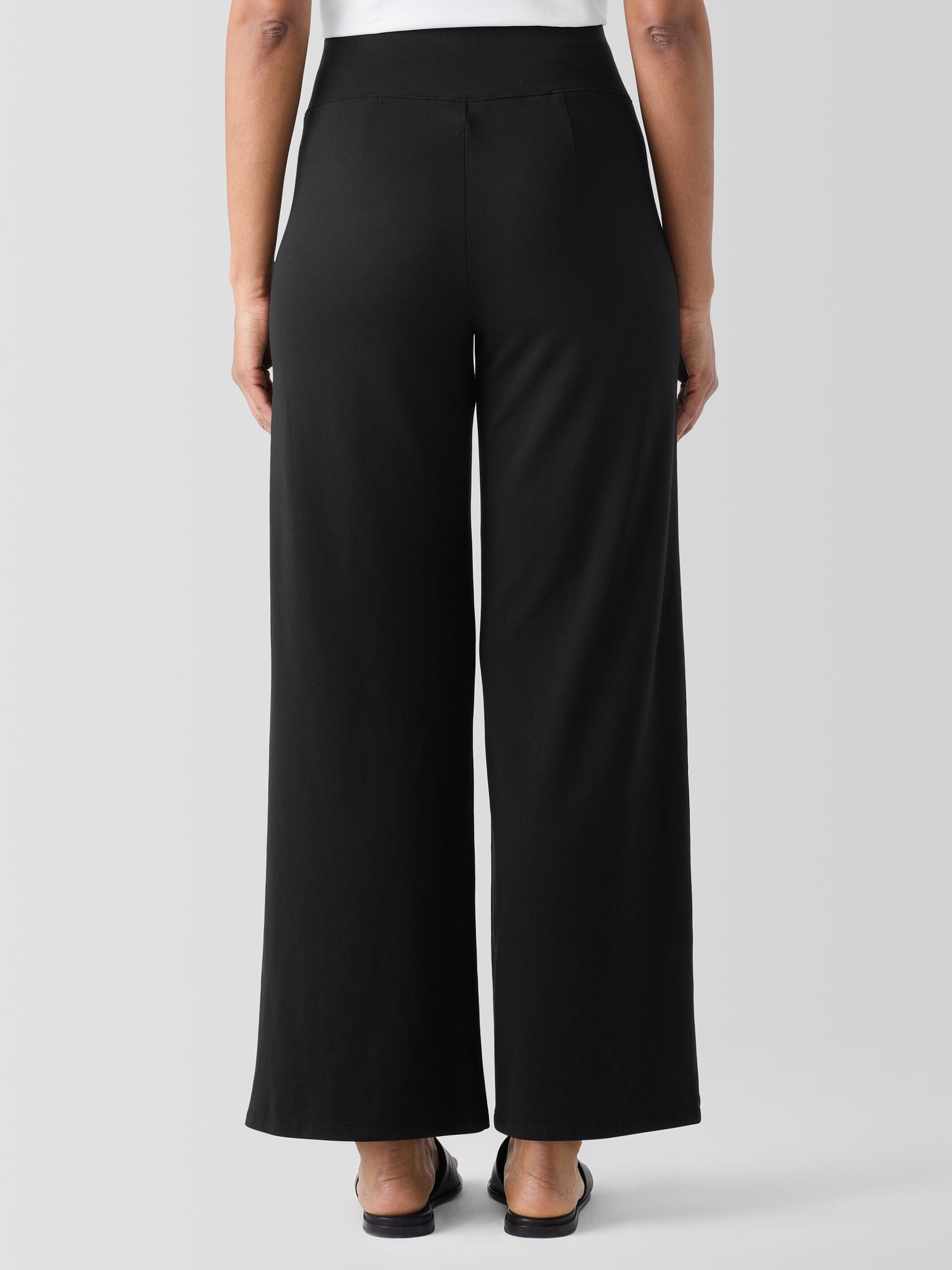 Pima Cotton Stretch Jersey Wide-Leg Pant