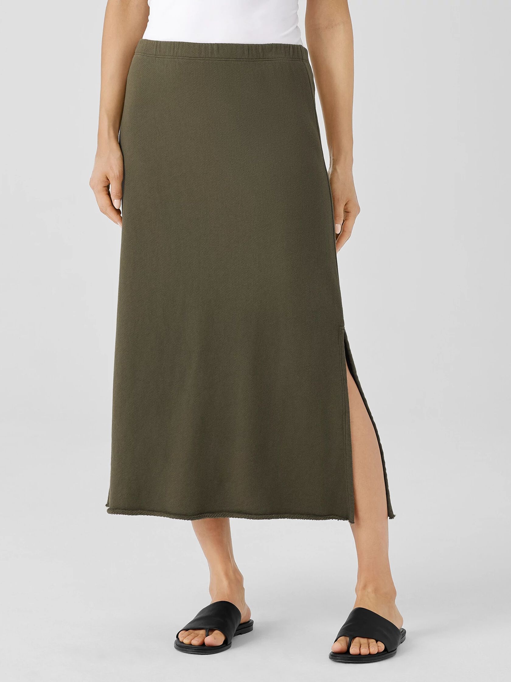 Lightweight Organic Cotton Terry A-Line Skirt