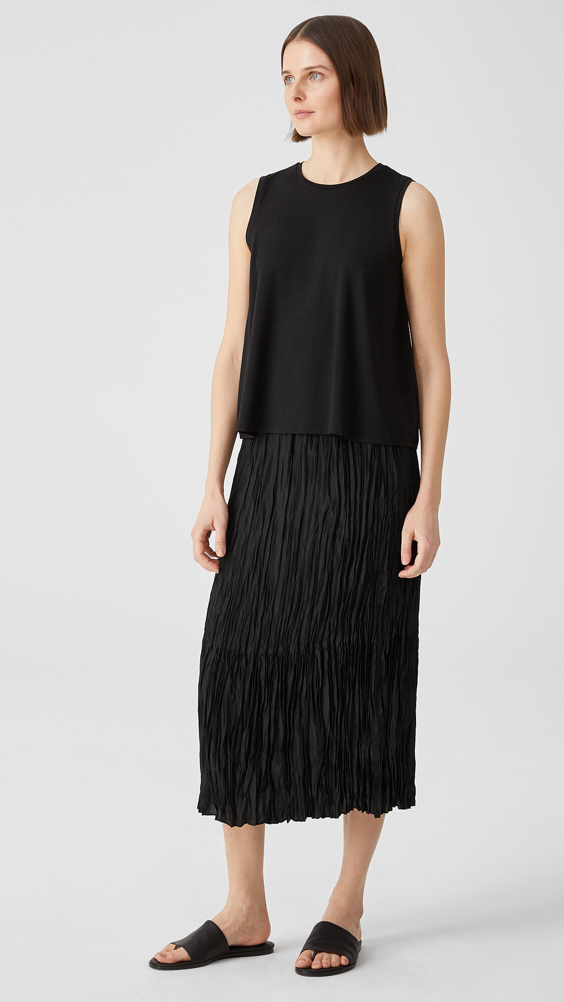 Crushed Silk Habutai Tiered Skirt