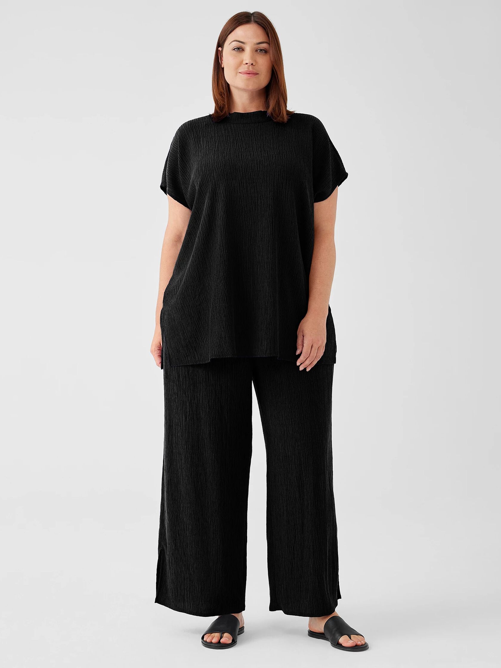Woven Pliss&eacute; Wide-Leg Pant