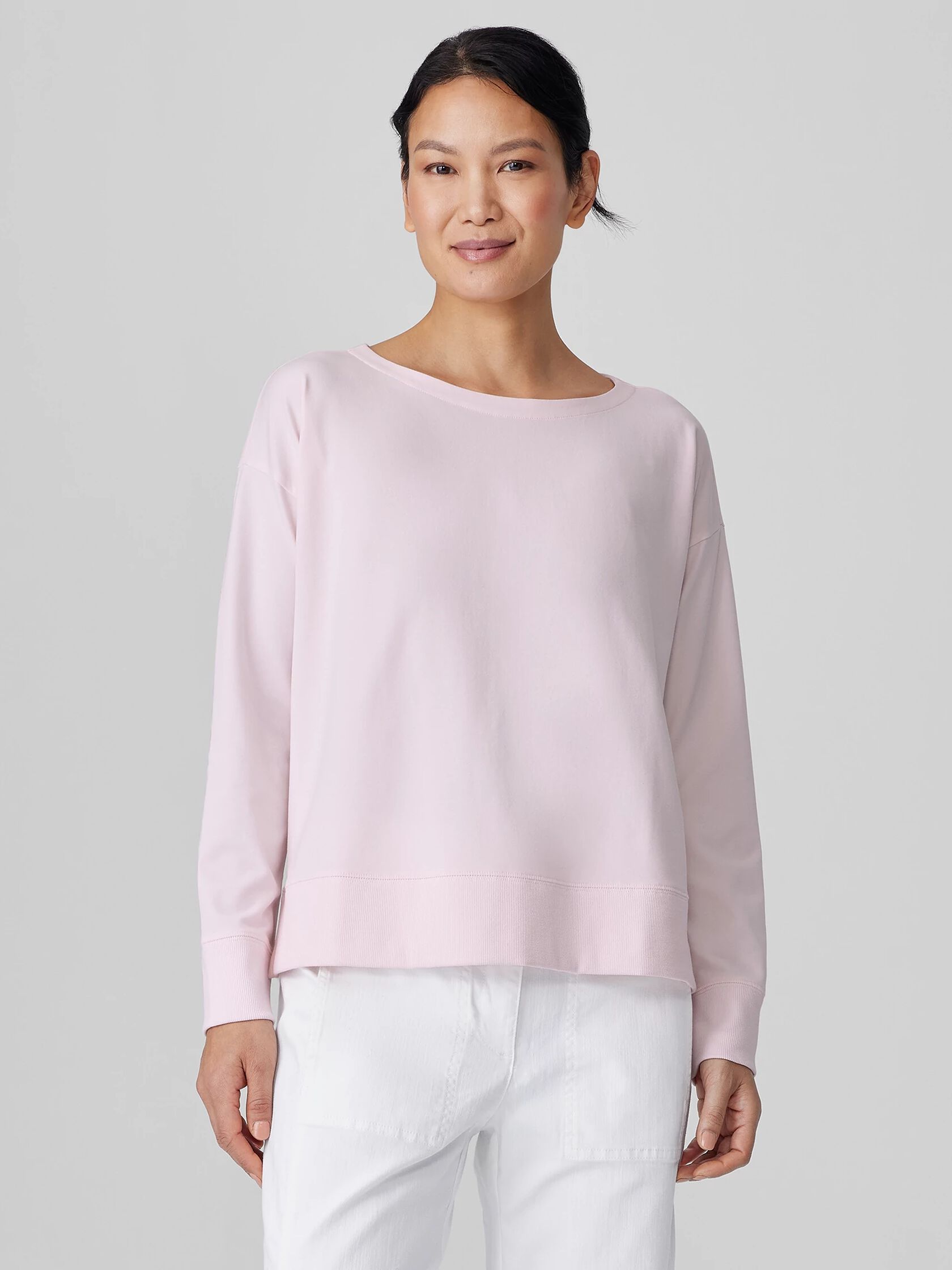 Pima Cotton Stretch Jersey Bateau Neck Top