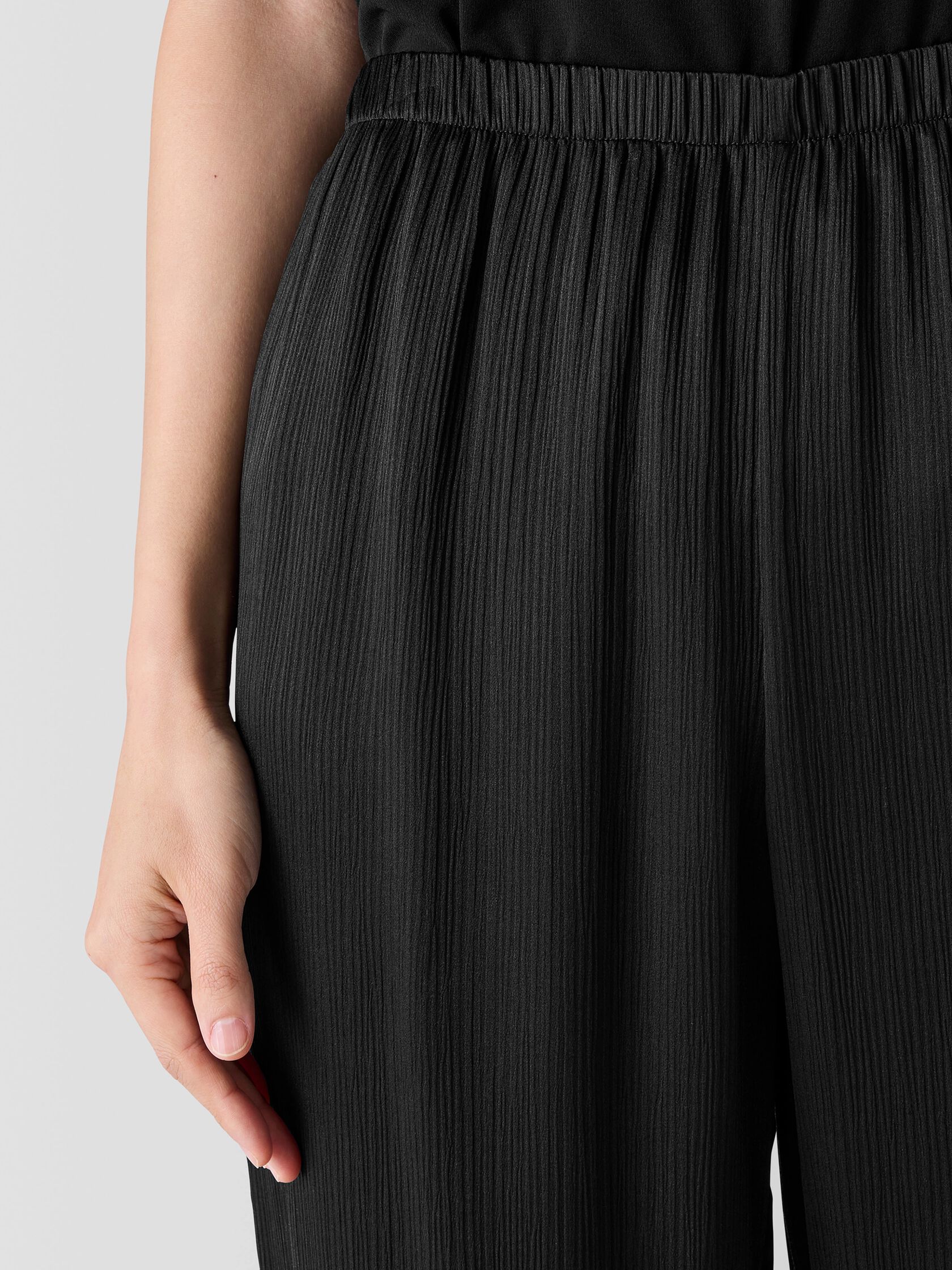 Striated Silk Satin Straight Pant