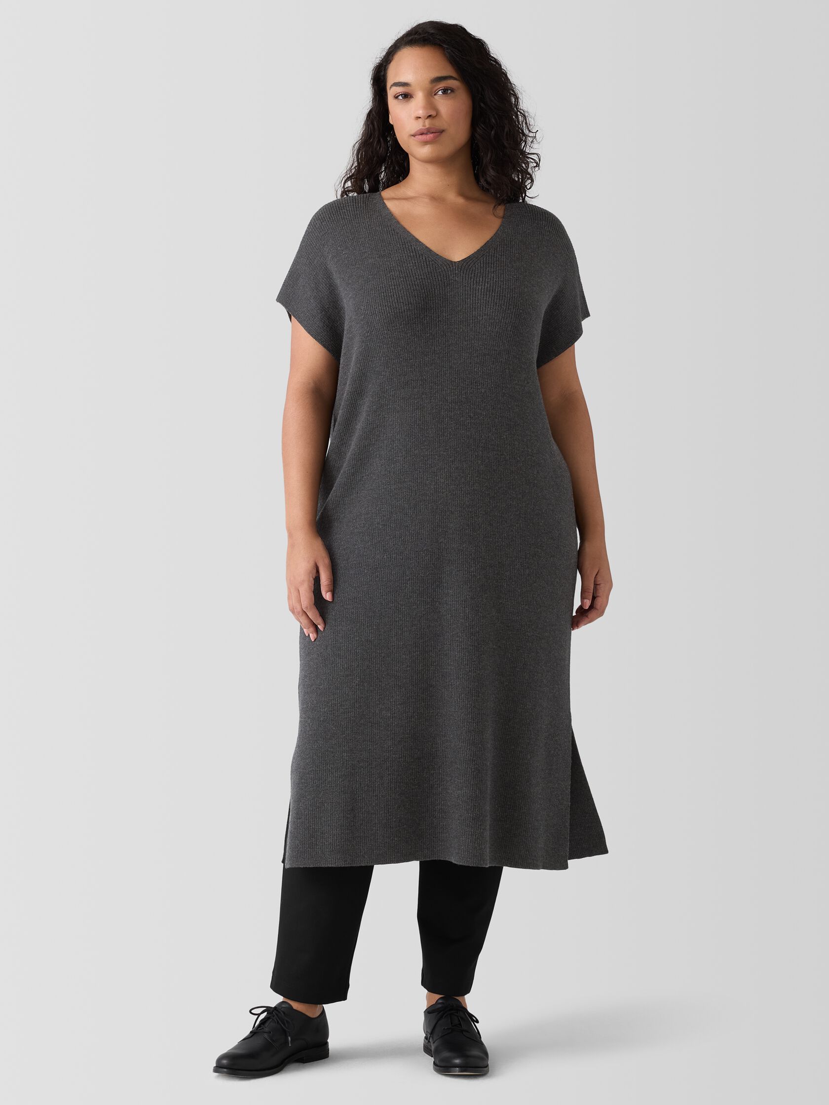 Merino Rib V-Neck Dress