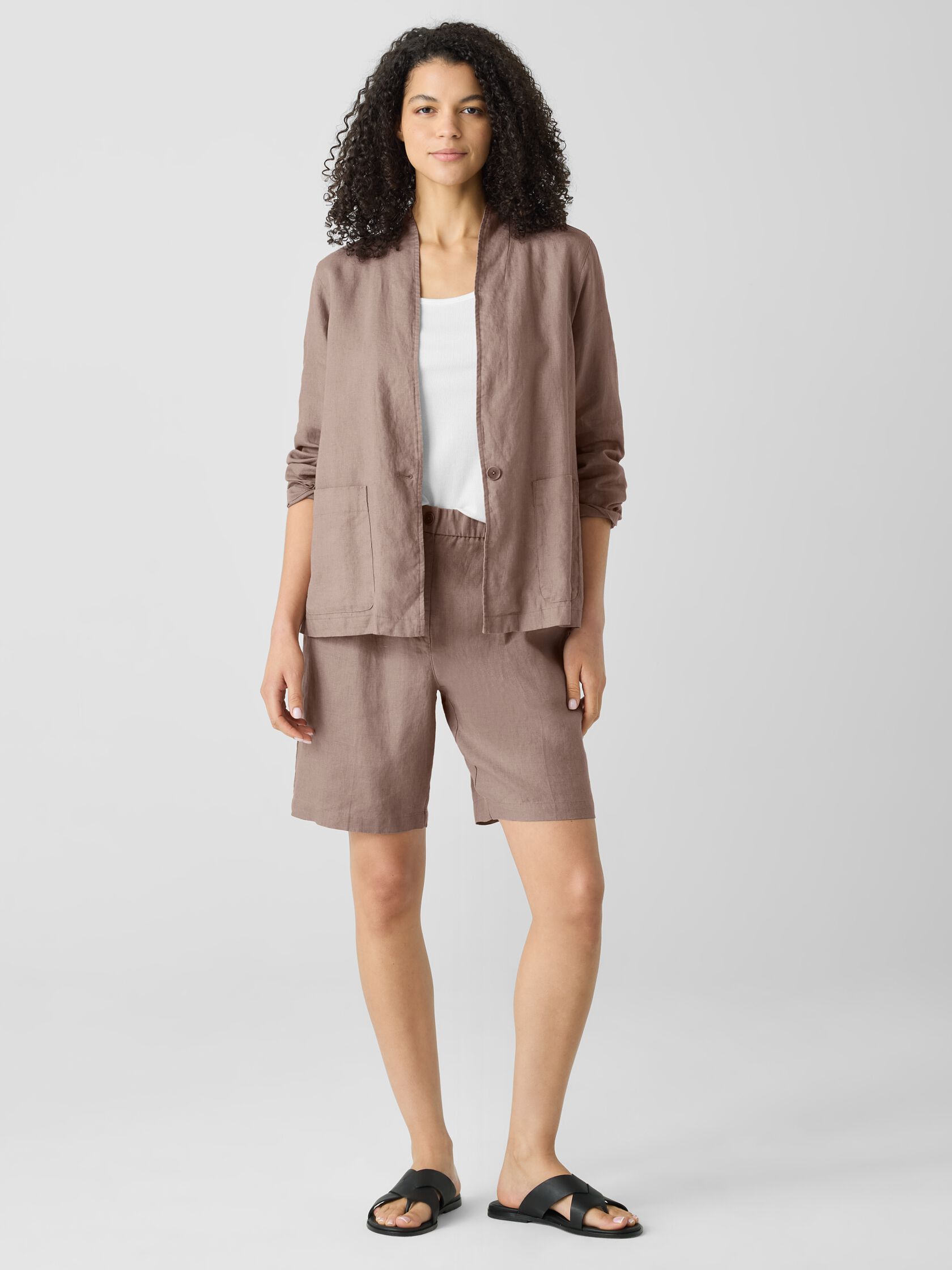 Organic Linen High Collar Jacket